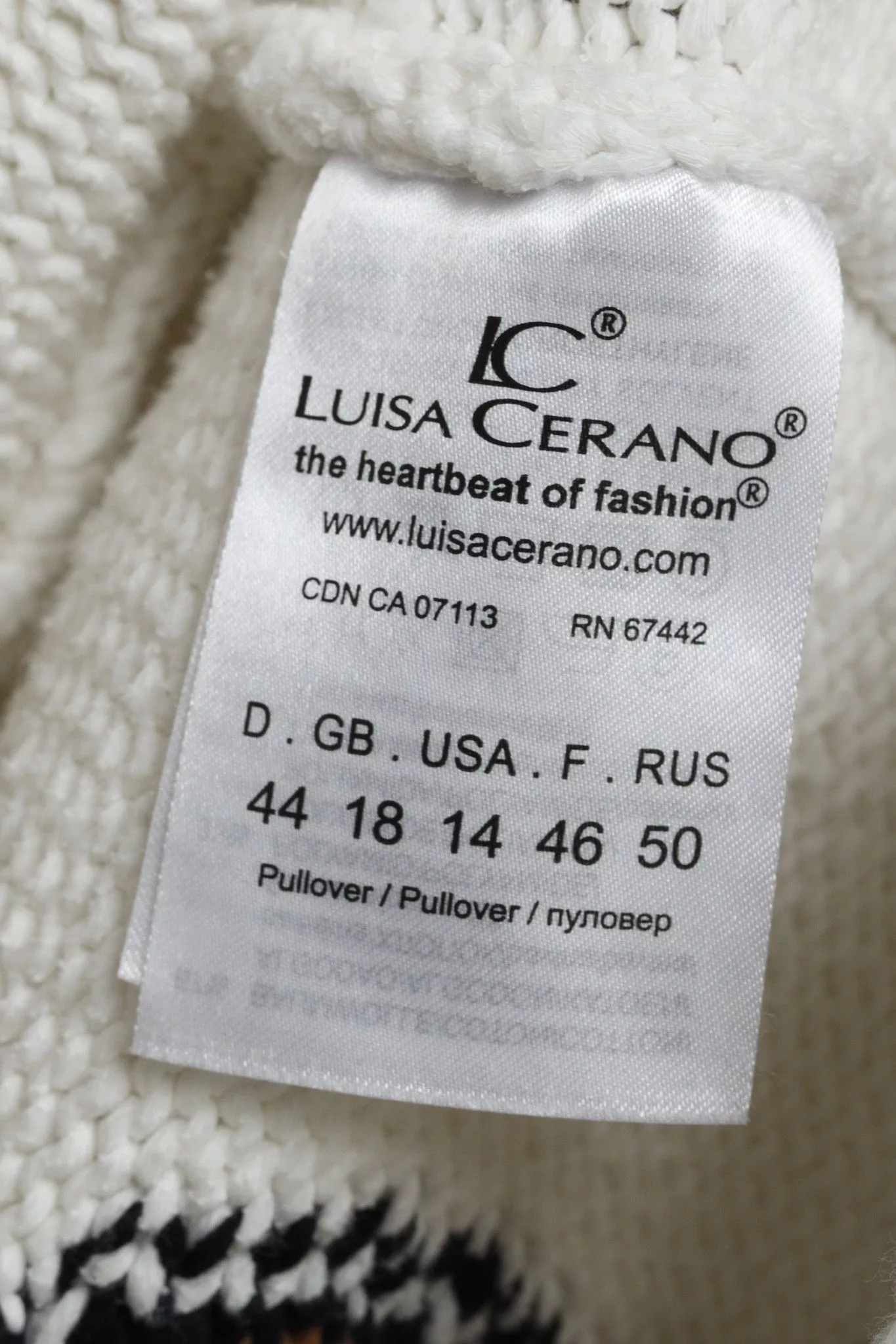 Luisa Cerano Sweaters Luisa Cerano Cream Brown Animal Heart Print Pullover Multi