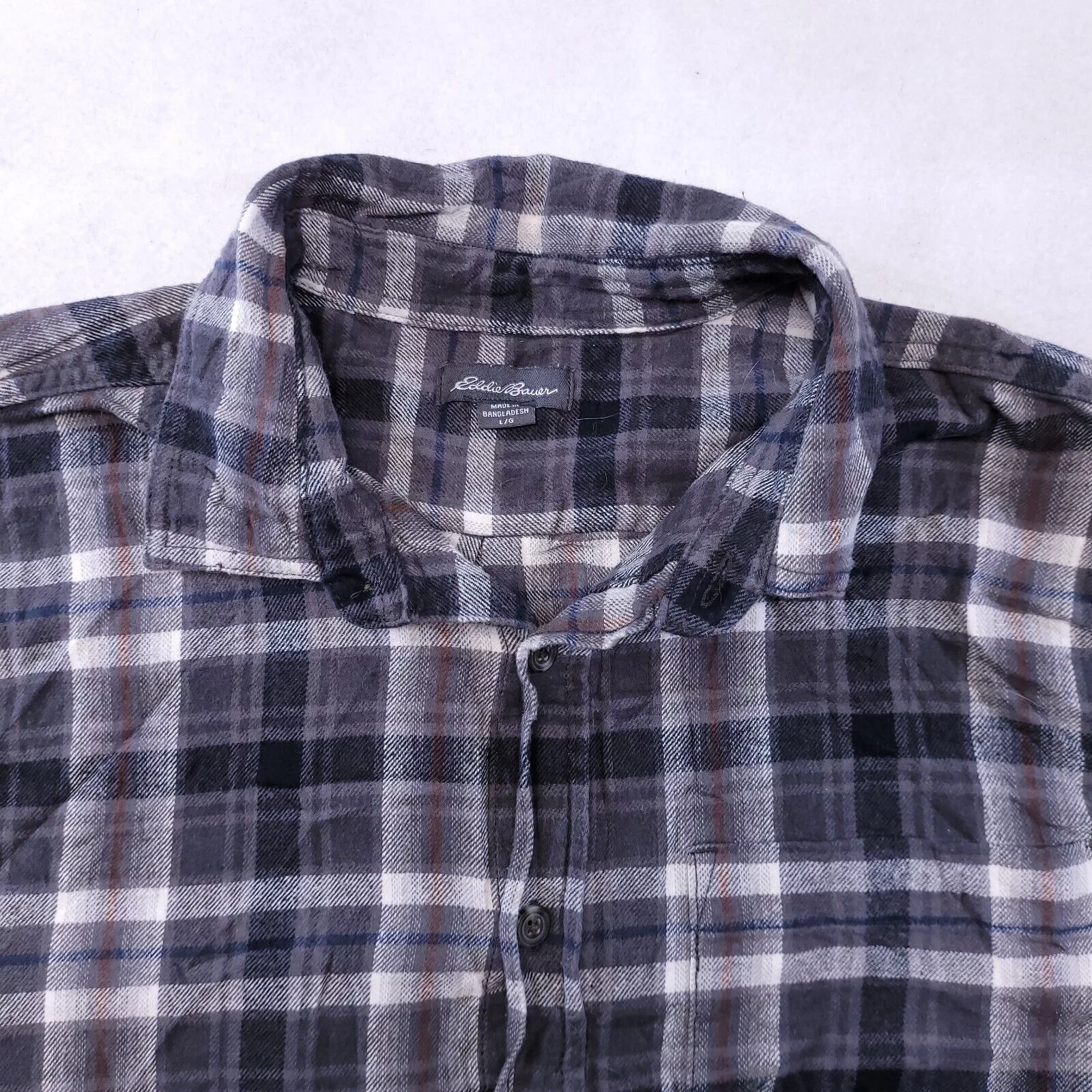 Eddie Bauer Shirts Button Ups Eddie Bauer Tartan Flannel Button Up Shirt Mens Size L Black