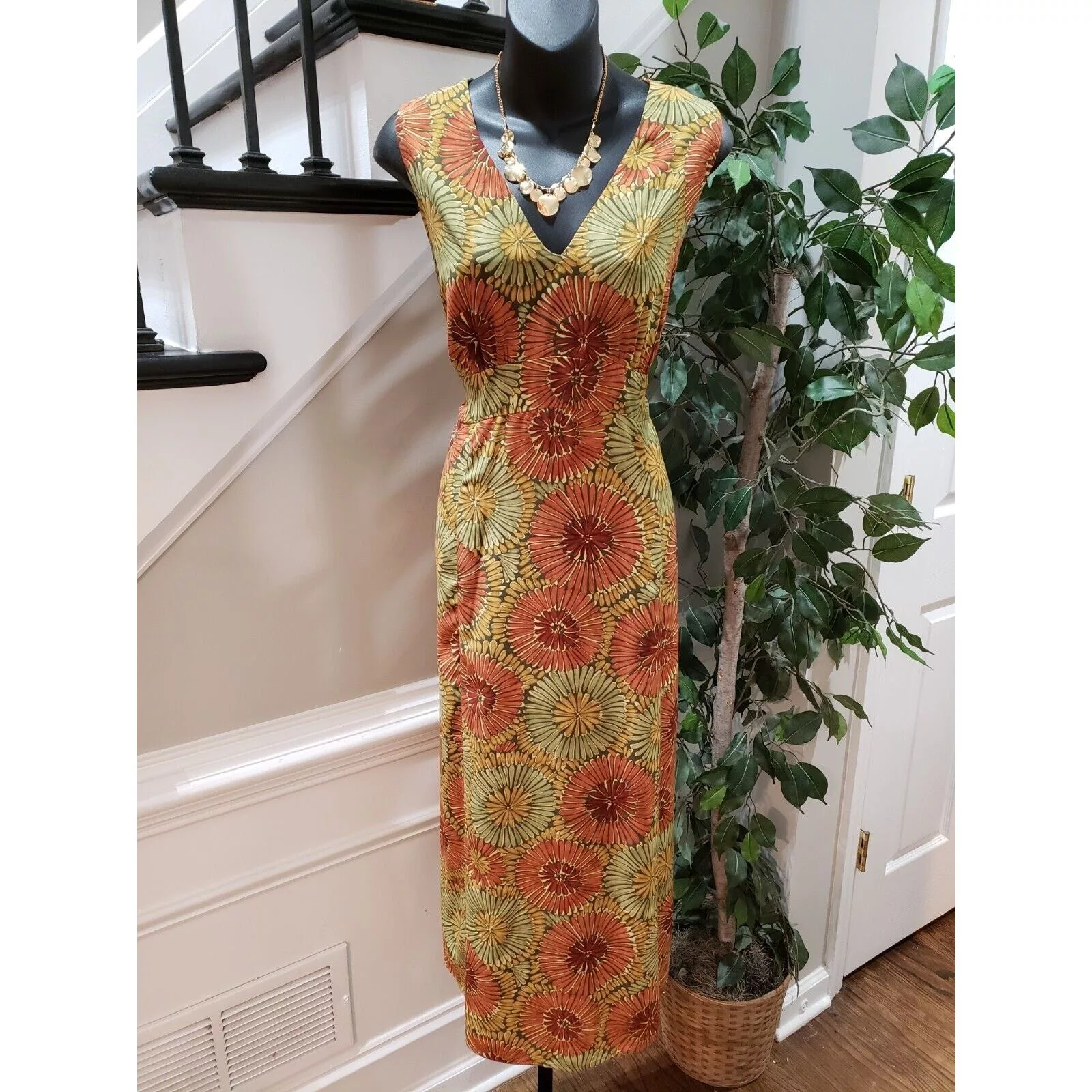 Other Maxi Dresses Other Judith Hart Polyester V-Neck Sleeveless Maxi Dress Size 12 Multi