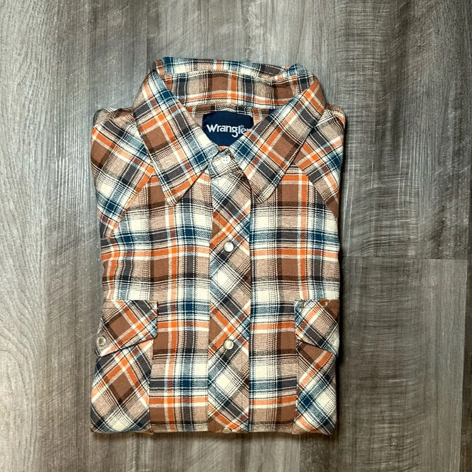 Wrangler Shirts Button Ups Wrangler Western Flannel Long Sleeve Pearl Snap Button - XL Brown