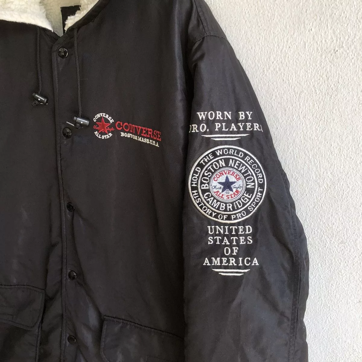 Converse Raincoats CONVERSE spellout embroidered logo raincoat Black