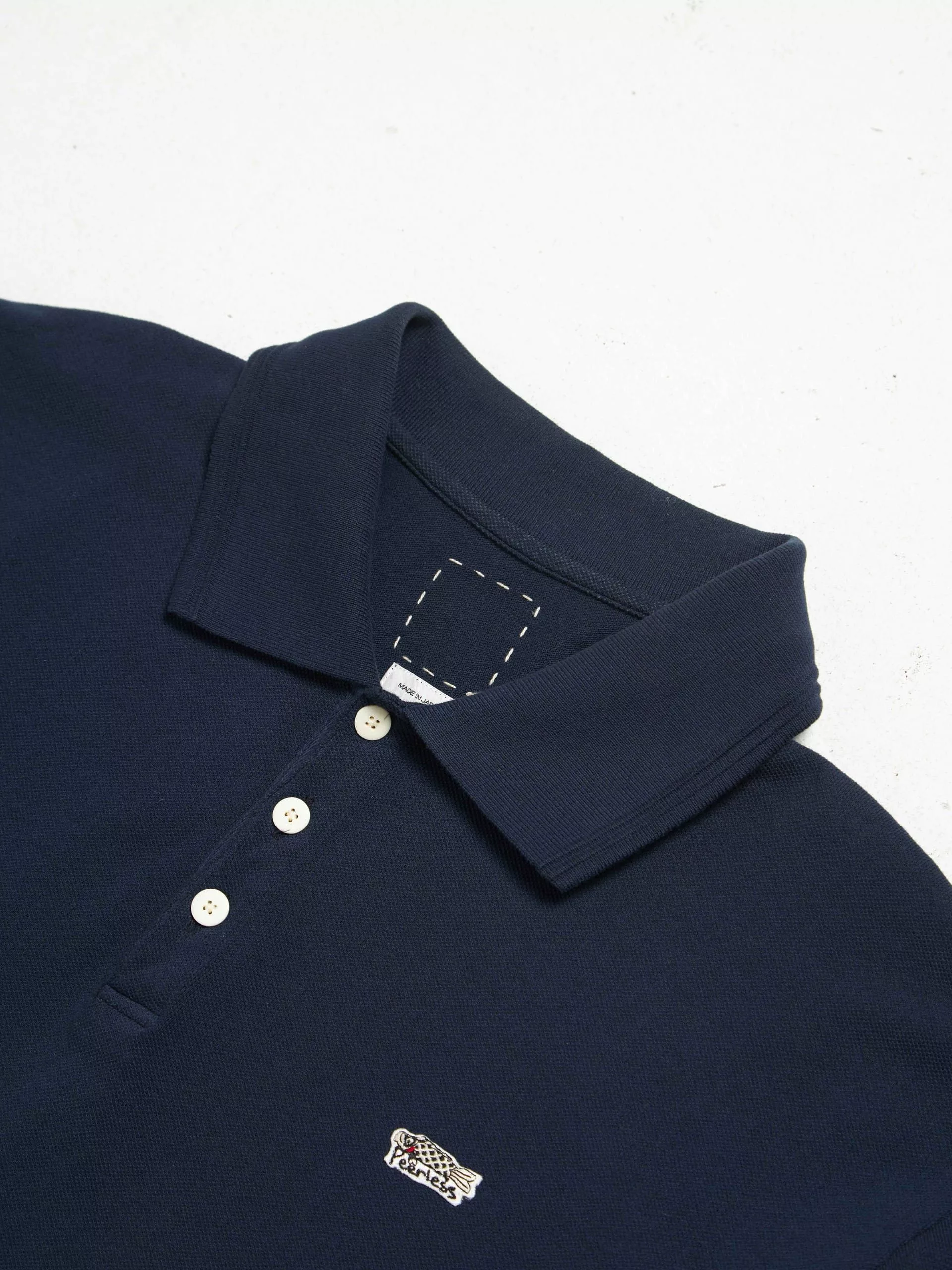 Visvim Long Sleeve T Shirts Visvim Navy Embroidered Cotton Polo Blue