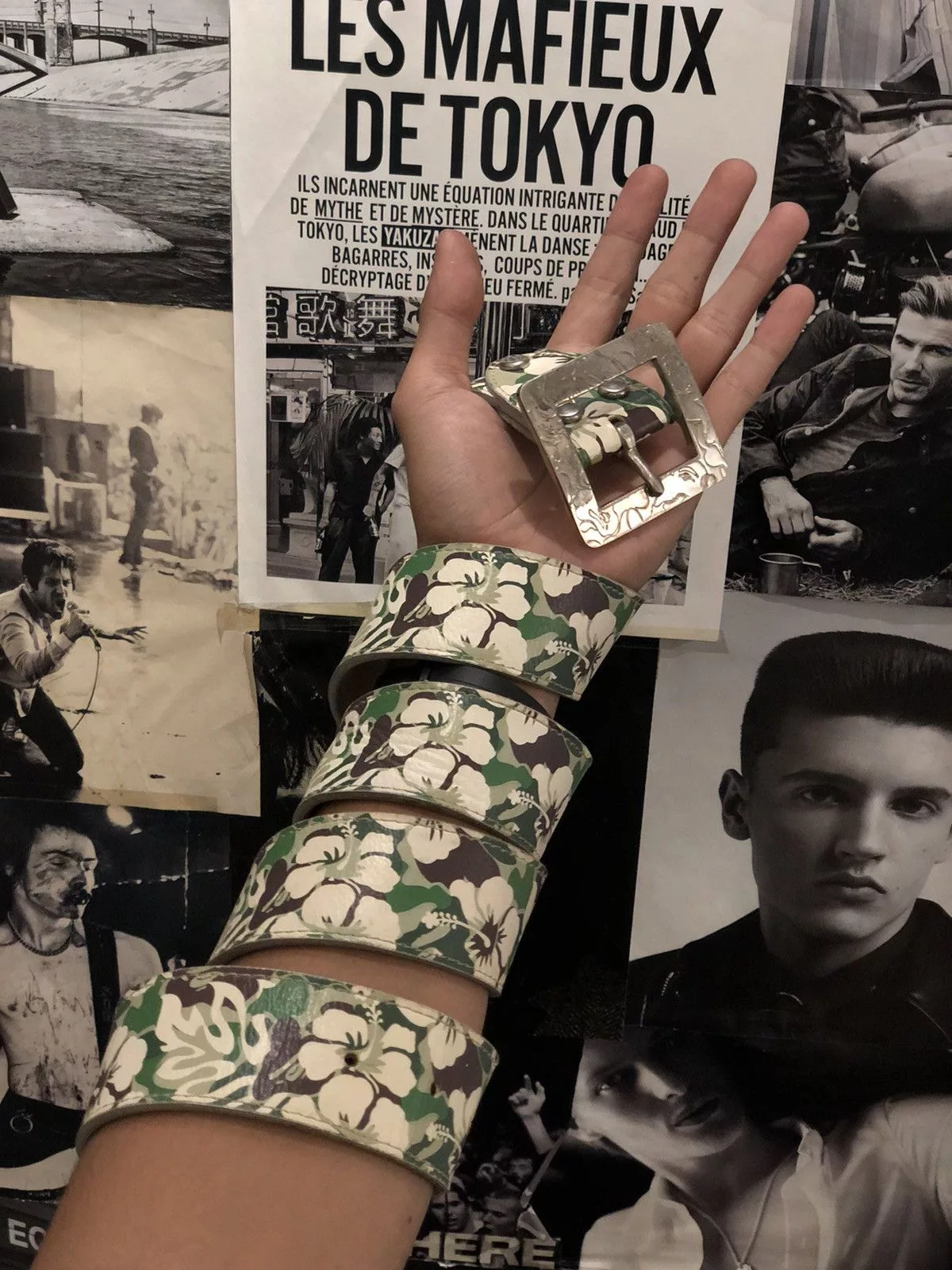 Bape Belts Bape Aloha Camo Leather Belt Green