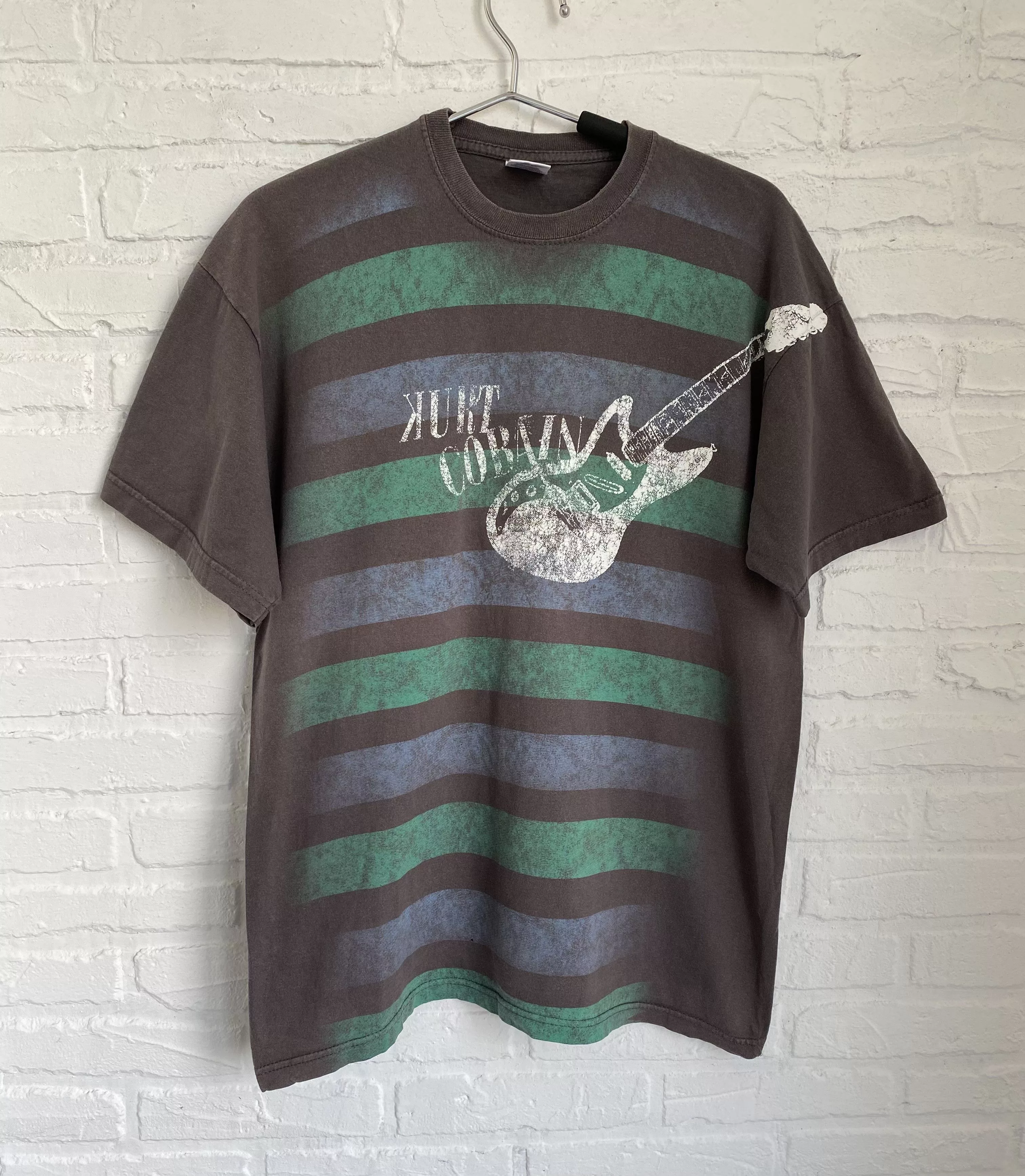 Nirvana Short Sleeve T Shirts Nirvana × Vintage Vintage 2000s Nirvana Kurt Cobain striped t-shirt Multi