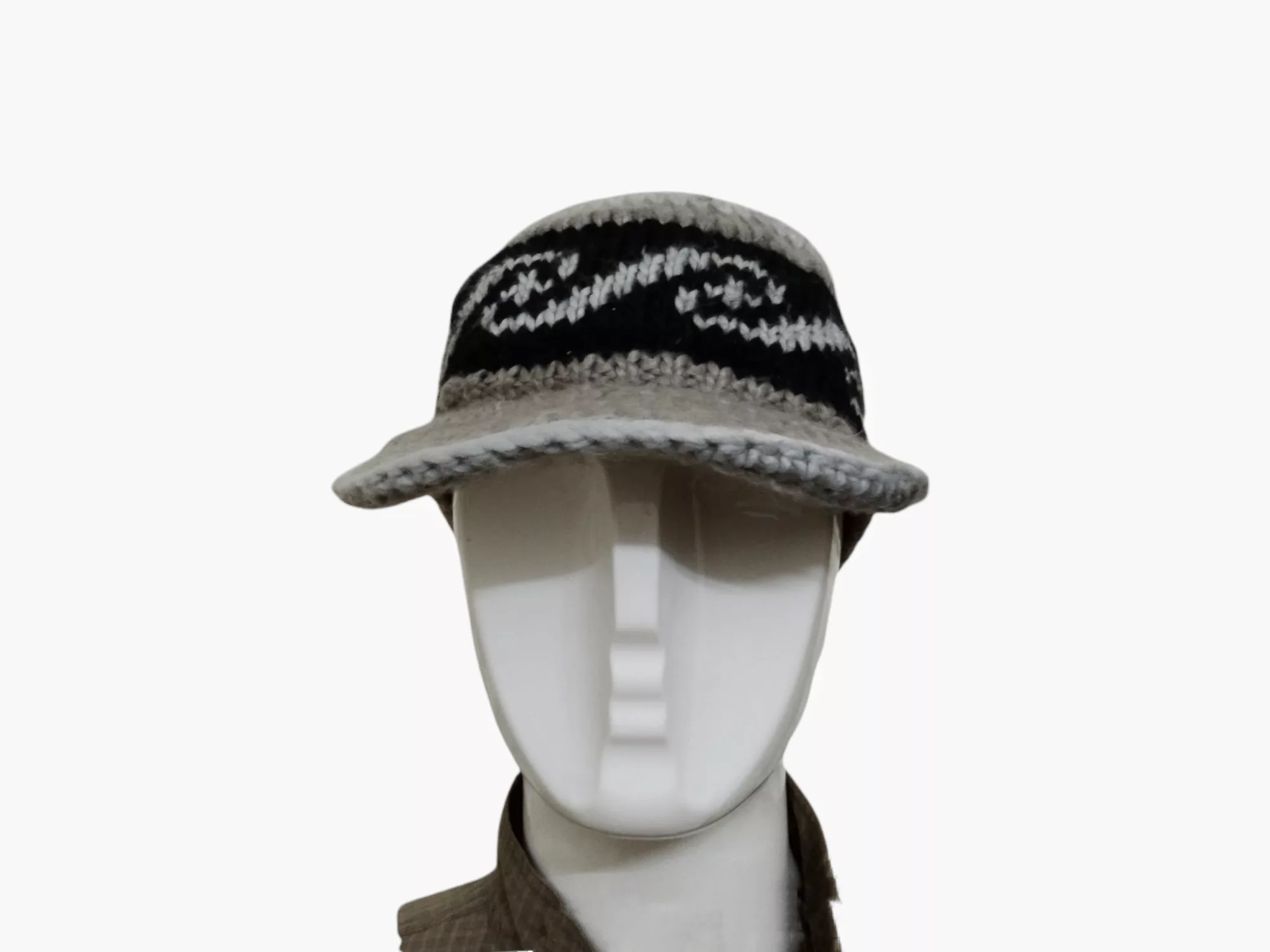 Global Work Hats Global Work × Japanese Brand RARE GLOBAL WORK KNITTED BEANIE HAT Gray Streetwear