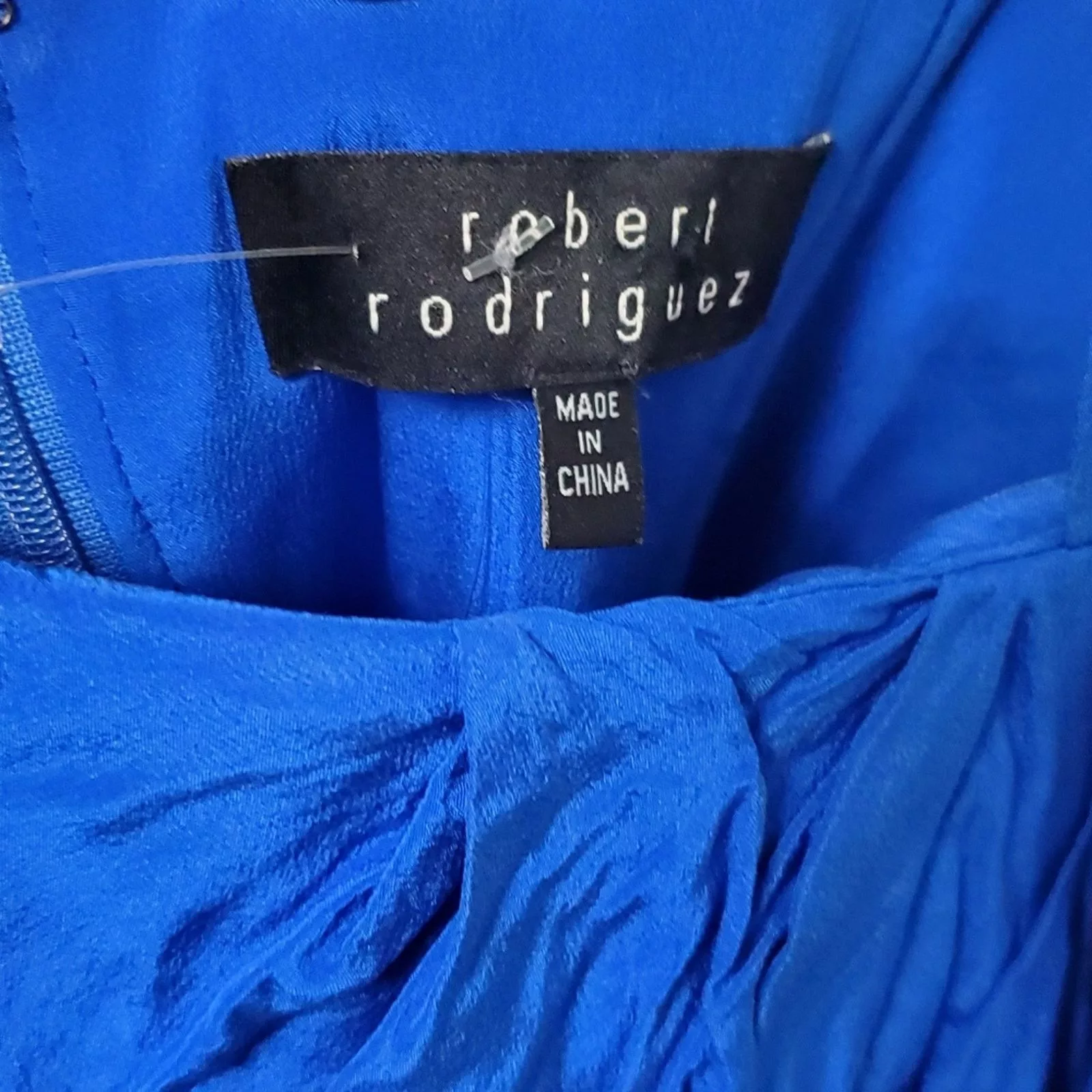 Robert Rodriguez Midi Dresses Robert Rodriguez Royal Blue Silk One-Shoulder Cocktail Dress