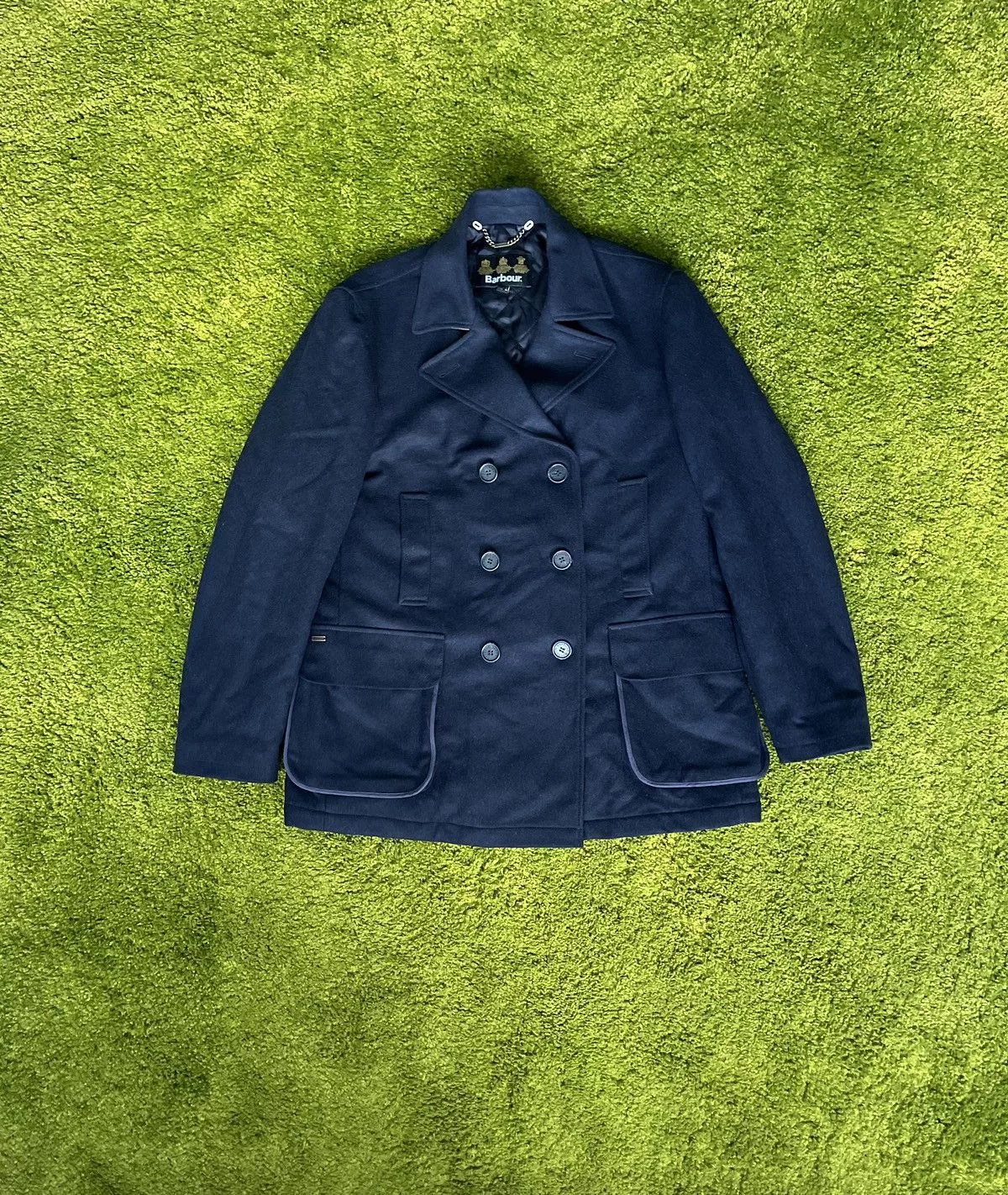 Barbour Heavy Coats Barbour × Designer Barbour double breasted wool coat jacket Blue