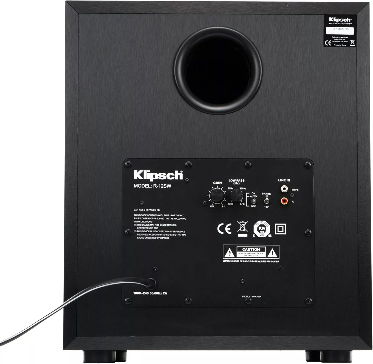 Klipsch R-12SW Powerful Deep Bass Front Firing 12 Copper-Spun Driver 400W Digital Power Subwoofer 14" X 18.5" X 16"	"