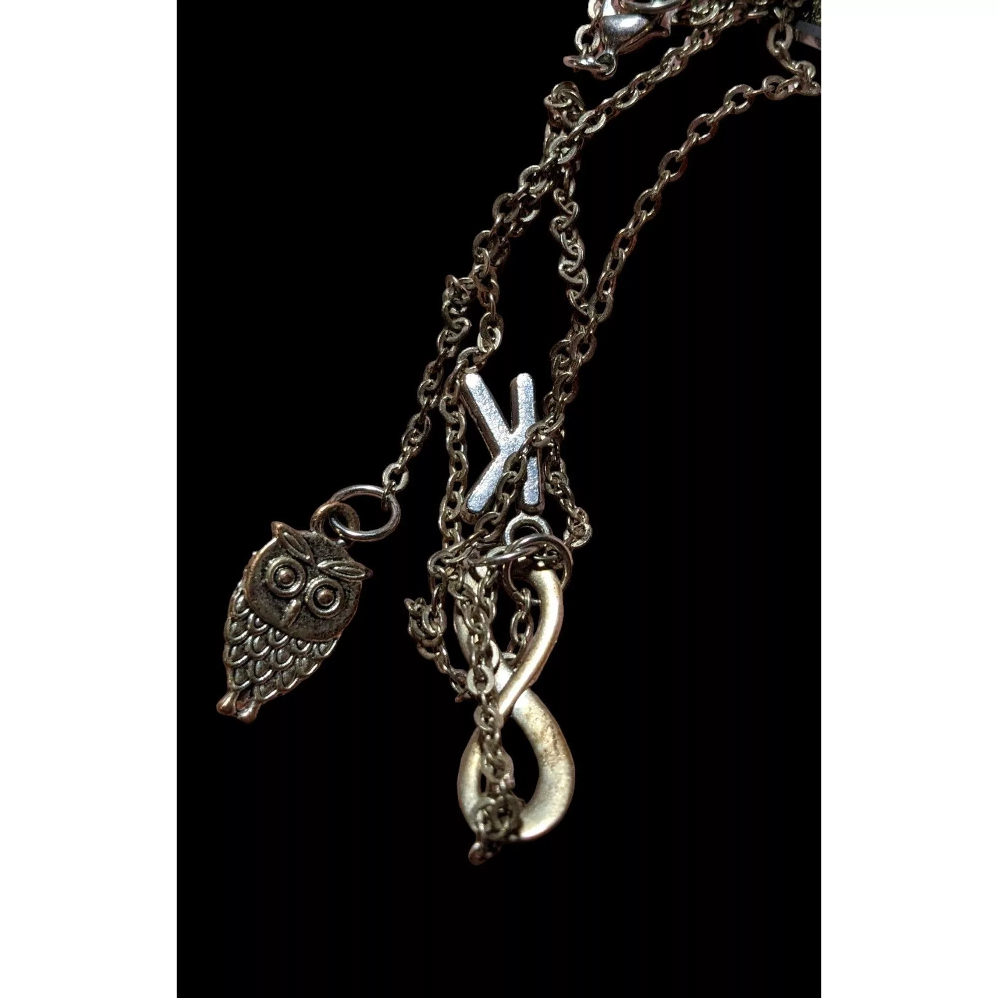 Other Necklaces Other Infinity Owl Initial Drop Necklace Silver