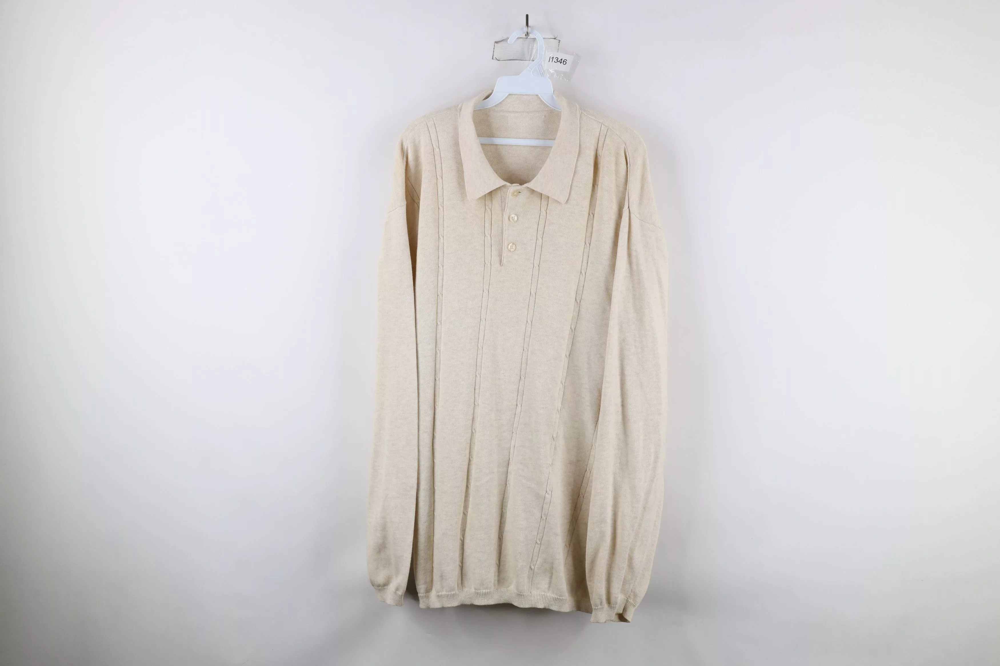 Vintage Sweaters Knitwear Vintage 90s Streetwear Knit Collared Pullover Sweater Beige