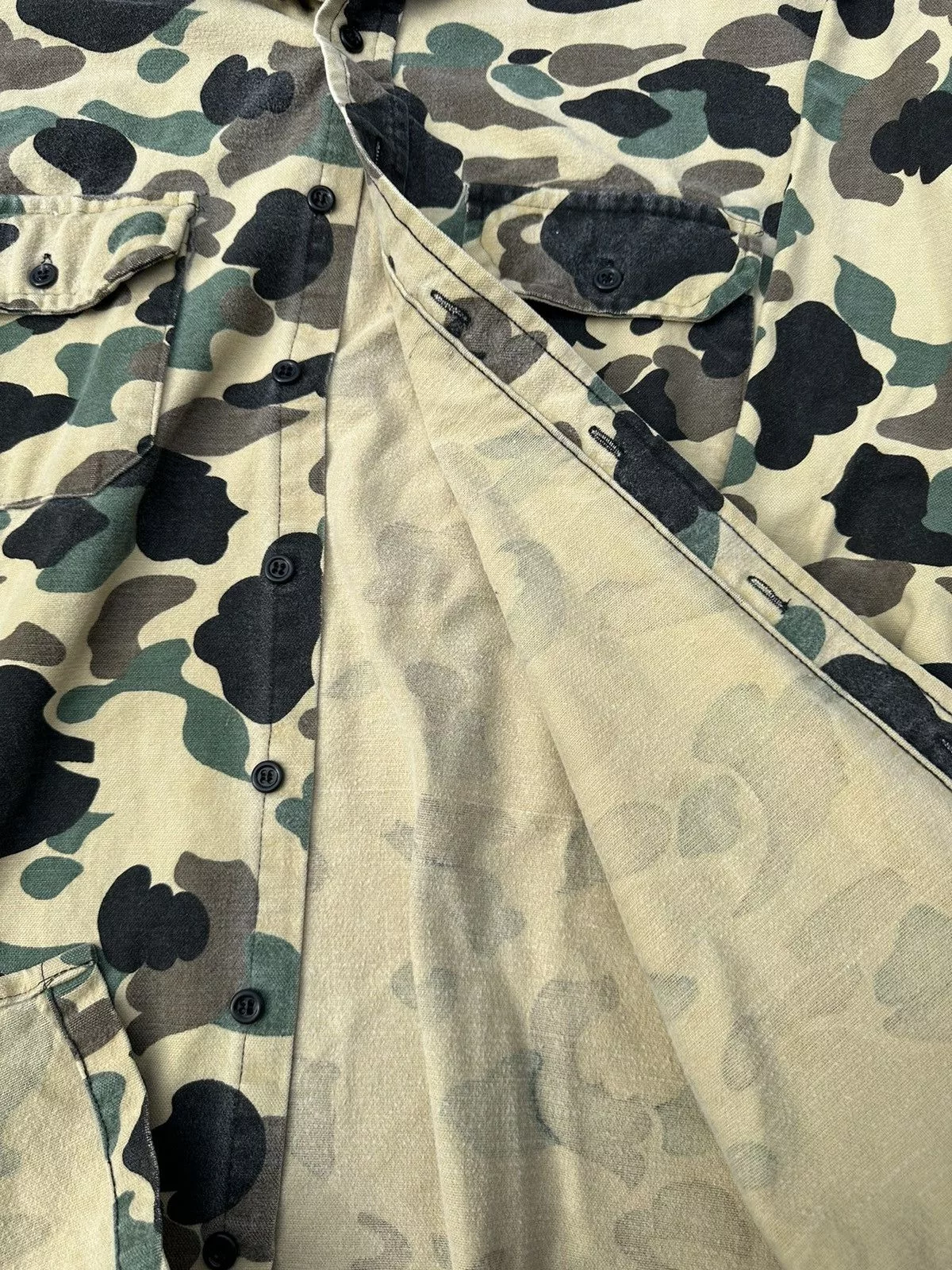 Vintage Shirts Button Ups Crazy vintage cloudcover bubble camo heavy button up USA Multi
