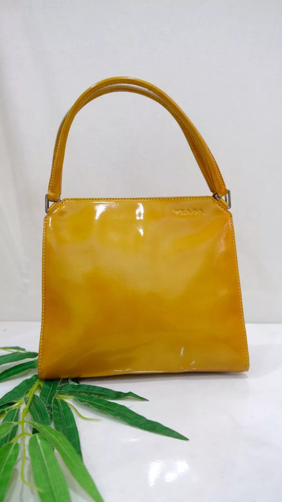 Prada Handle Bags Authentic Prada handbag yellow pattern leather