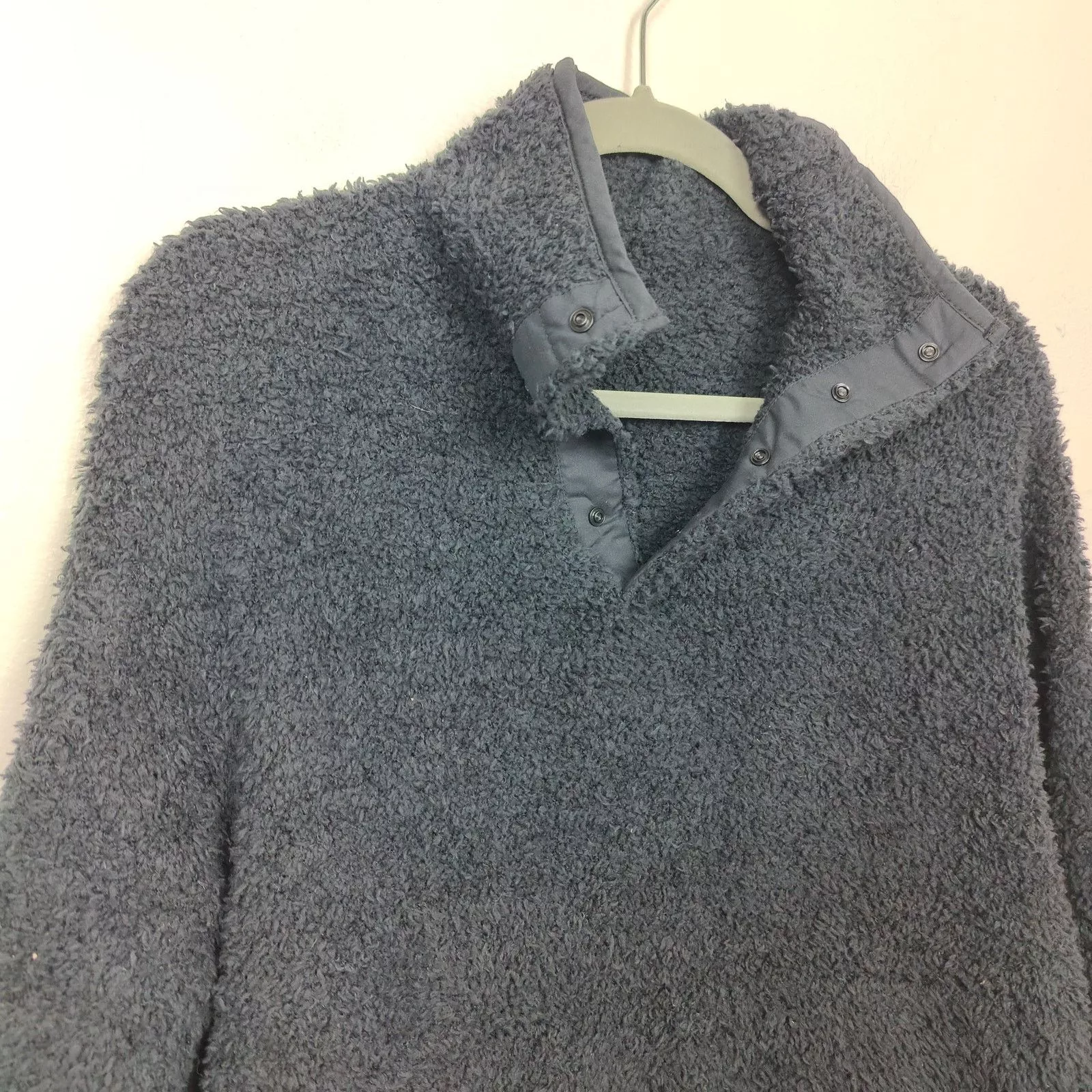 SKIMS Sweatshirts Skims Cozy Knit Pullover L/XL Black Teddy 1/4 Snap Button