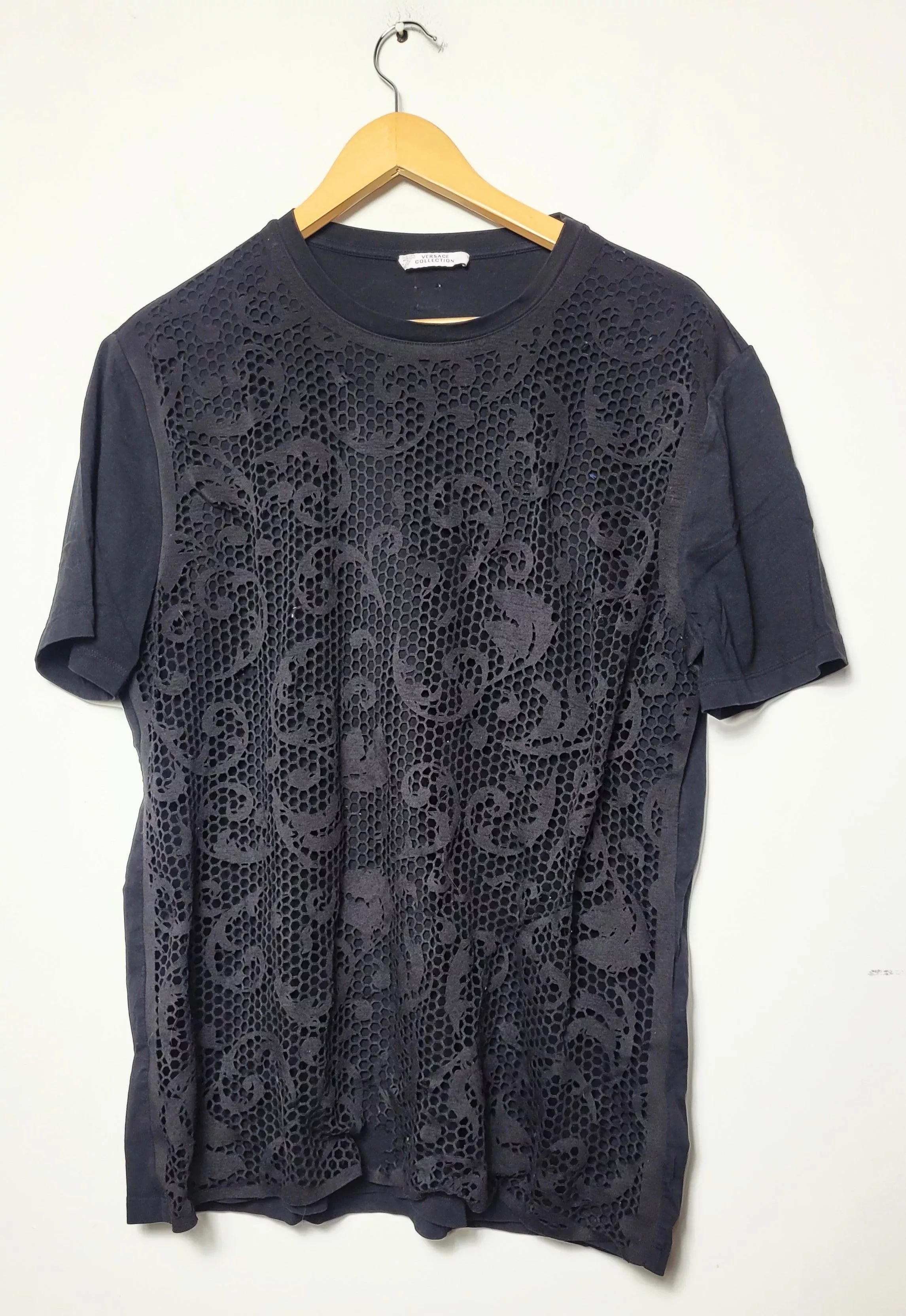 Versace Short Sleeve T Shirts Versace lace t-shirt Black