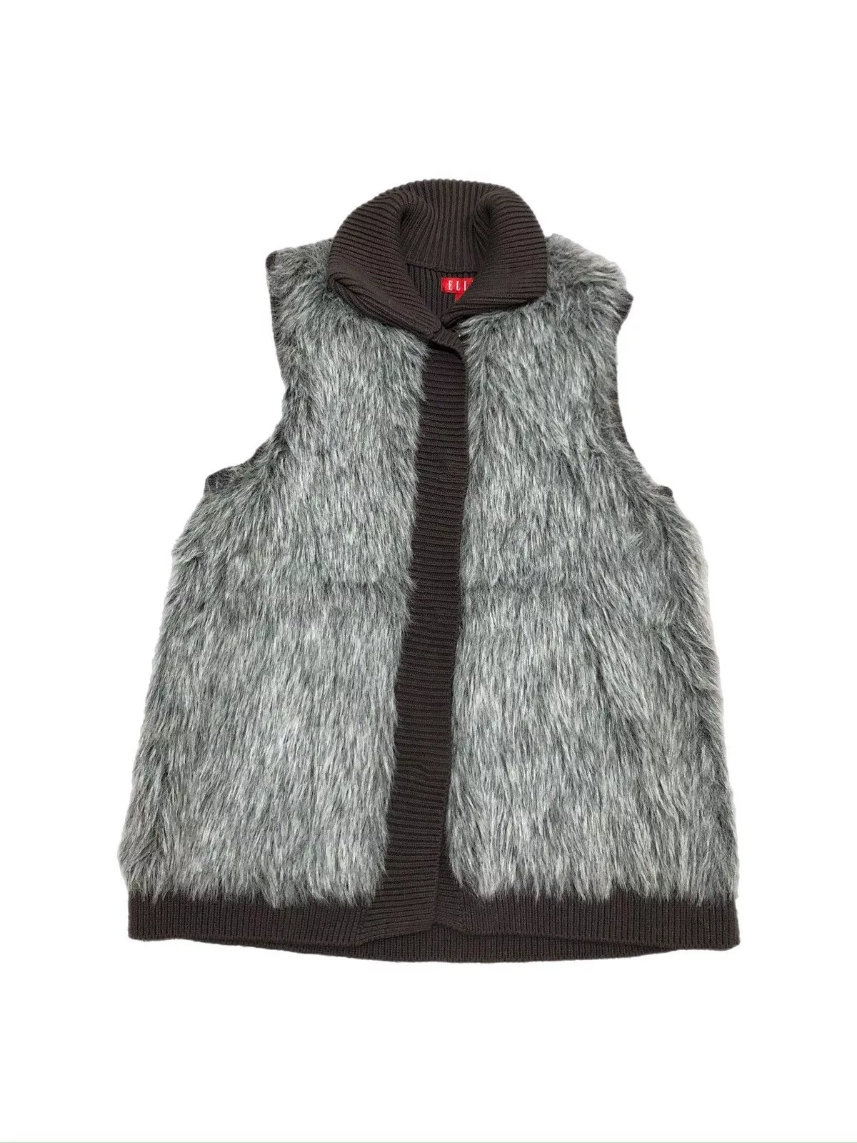 Other Vests Other ELLE Faux Fur Snap Up Sweater Vest Gray Streetwear