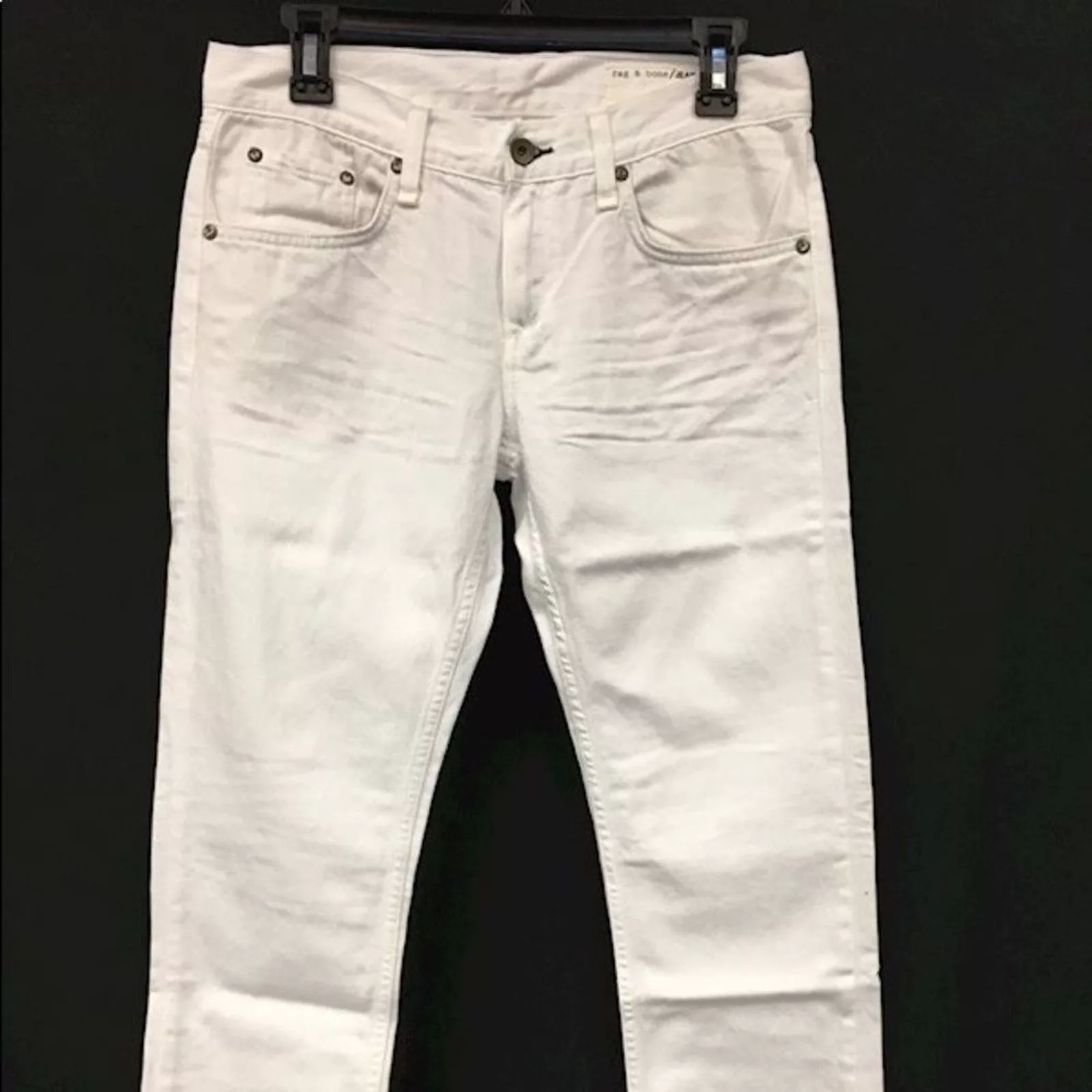 Rag & Bone Jeans RAG & BONE Aged Release White Raw Hem Skinny Jeans Sz 25