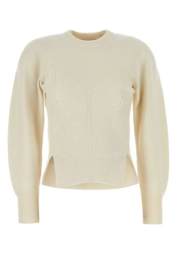 Alexander McQueen Sweaters Alexander McQueen Ivory Wool Blend Sweater Multi