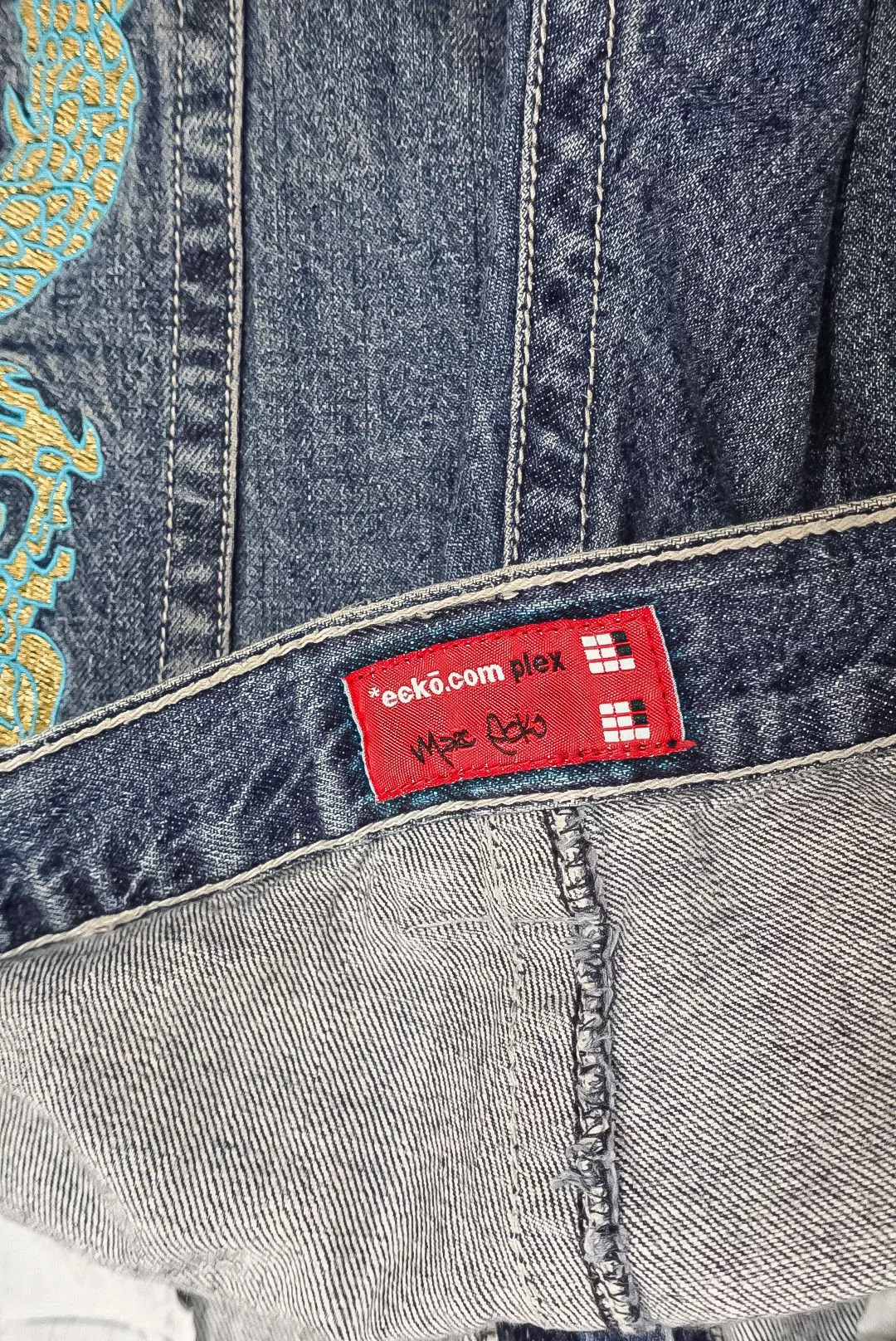 Ecko Unltd. Denim Ecko Unltd. × Marc Ecko Vintage Y2K 2000s Ecko Unltd Dragon Embroidered Jeans Blue