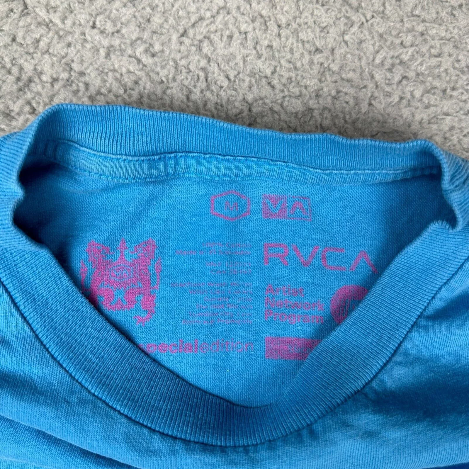 RVCA Short Sleeve T Shirts RVCA Special Edition Front Logo Graphics Pullover T-shirt Blue