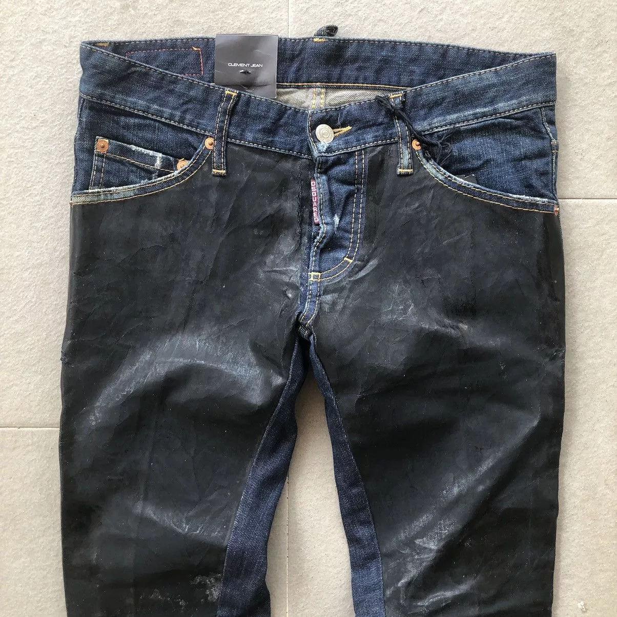 Dsquared2 Denim Dsquared2 slim-fit denim half black painted Blue