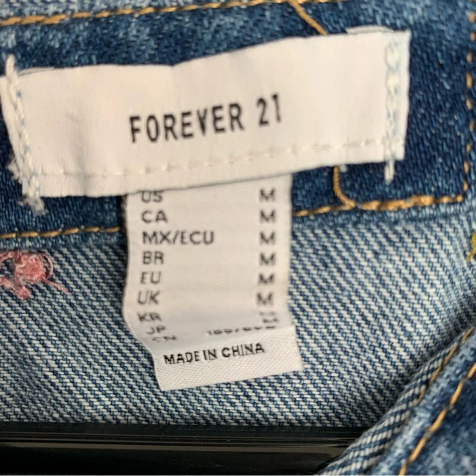 Forever 21 Jackets WOMENS JUNIORS FOREVER 21 CROP JEAN JACKET PATCHWORK NICE Blue