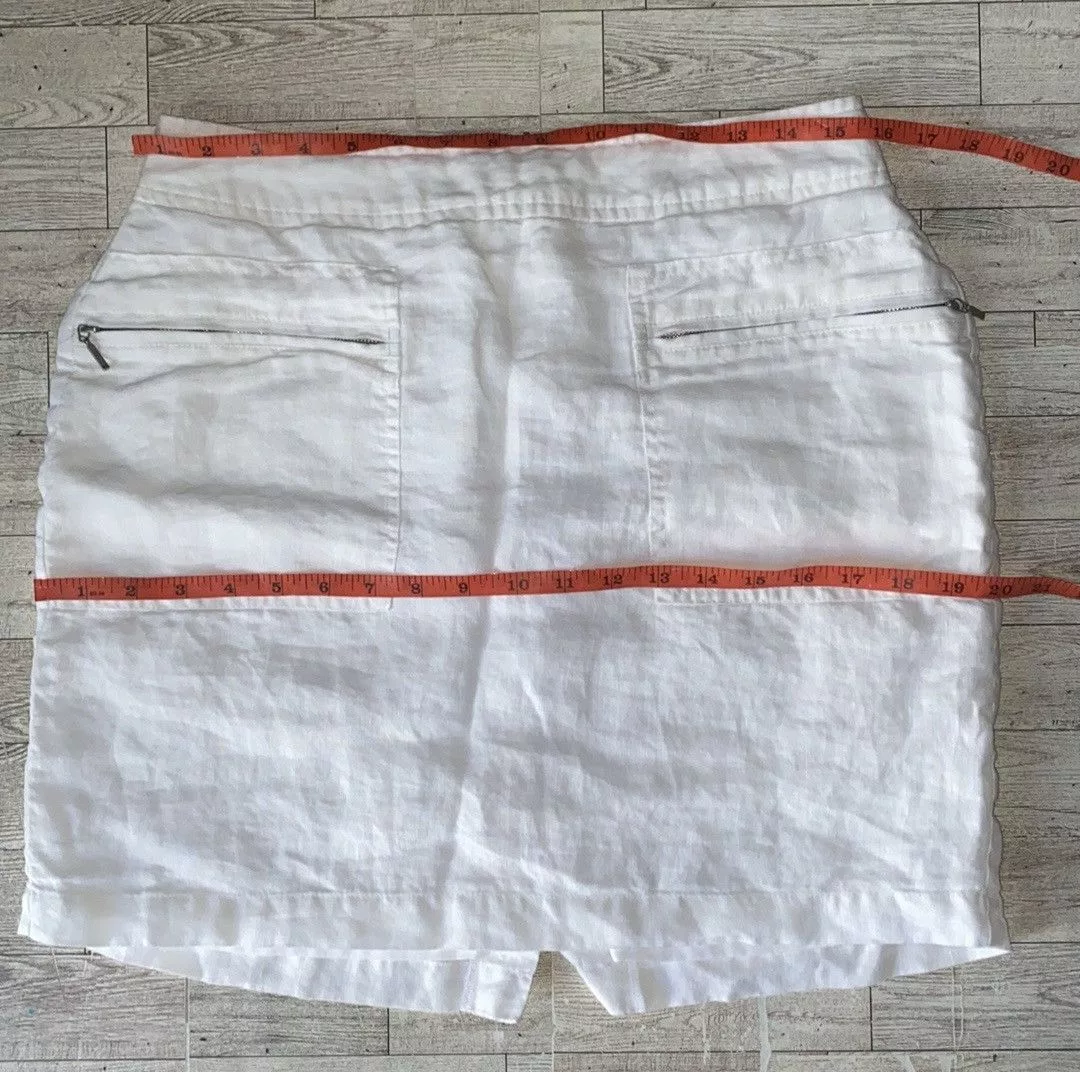 Willi Smith Mini Skirts Willi Smith, White, Linen Blend, Mini/Midi Pencil Skirt
