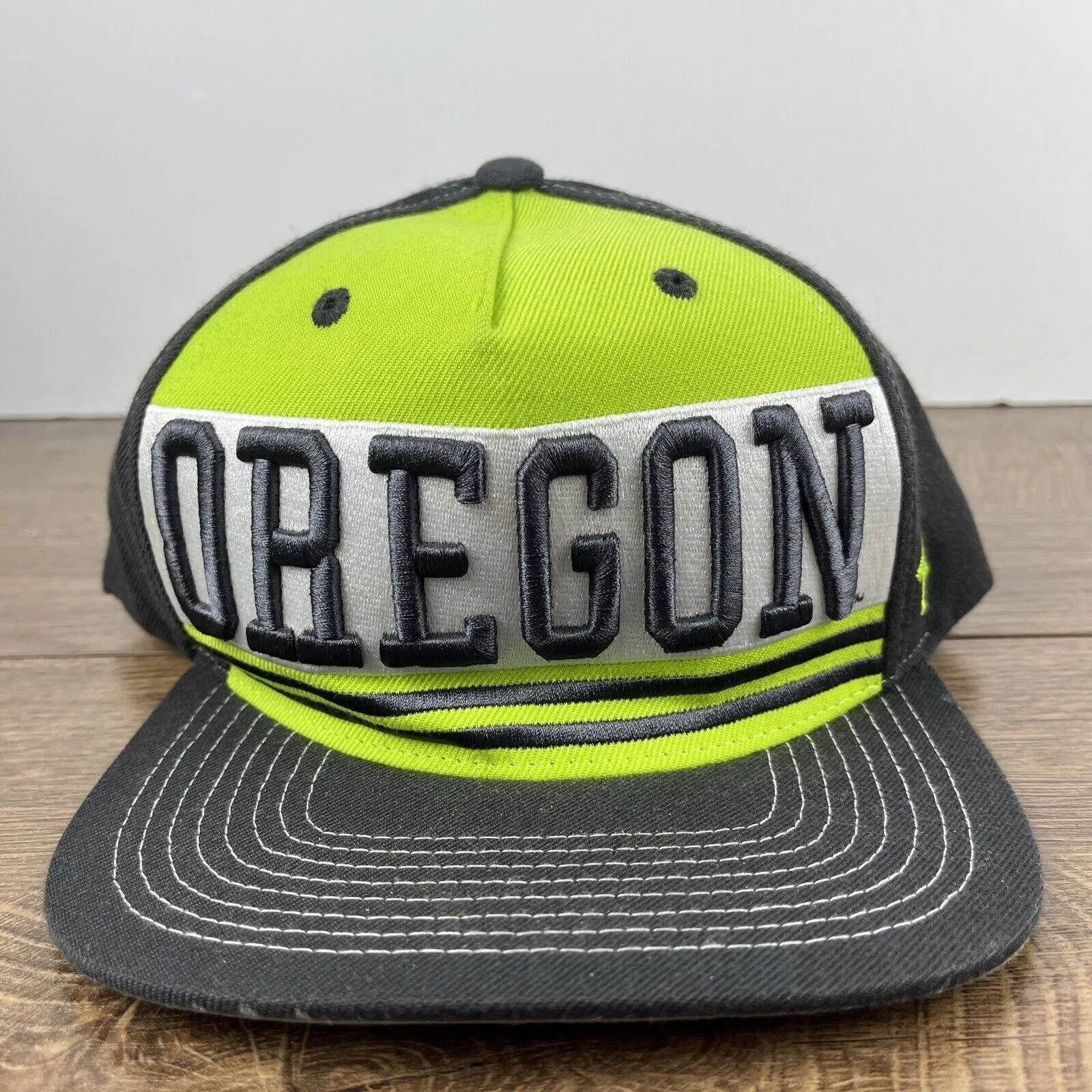 Other Hats Other Oregon Ducks Gray Green Hat Snapback Green Adjustable Hat Ad