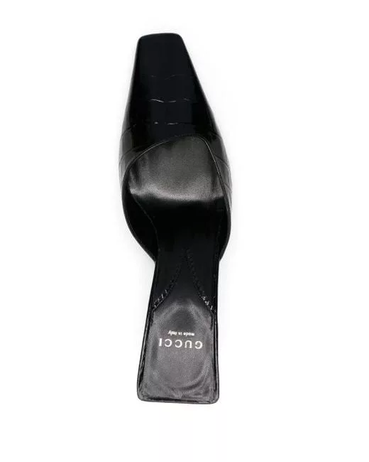 Gucci Miscellaneous Gucci Crocodile Printed Leather Mules SIZE 38 Black