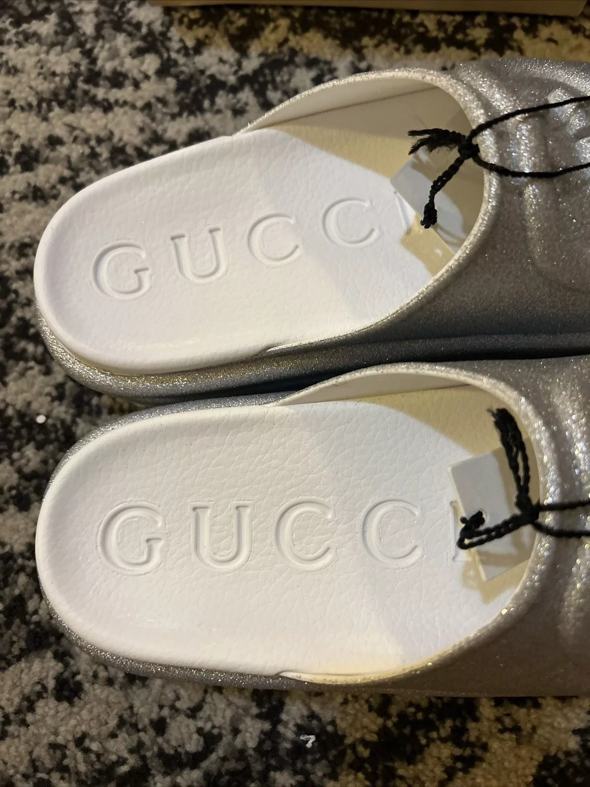 Gucci Sandals Gucci Interlocking G Platform Slides Silver