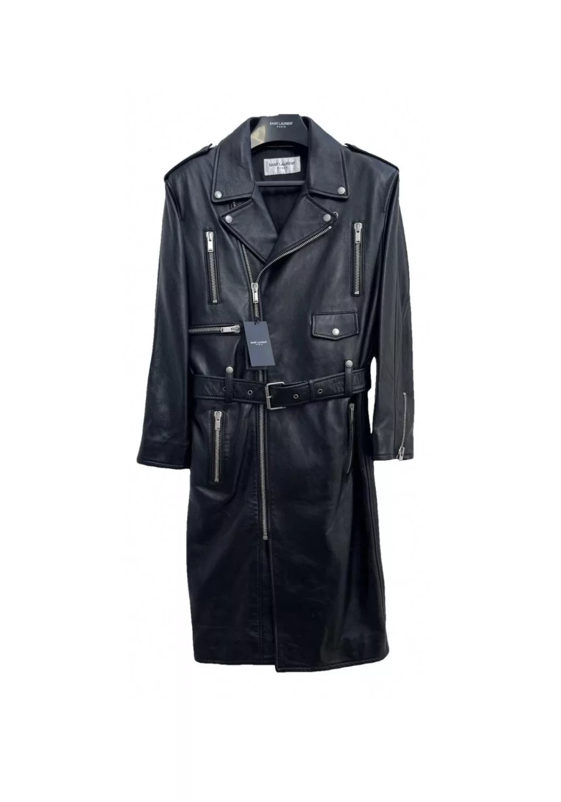Saint Laurent Paris Leather Jackets Saint Laurent Paris Saint Laurent Longline Leather Biker Jacket Black