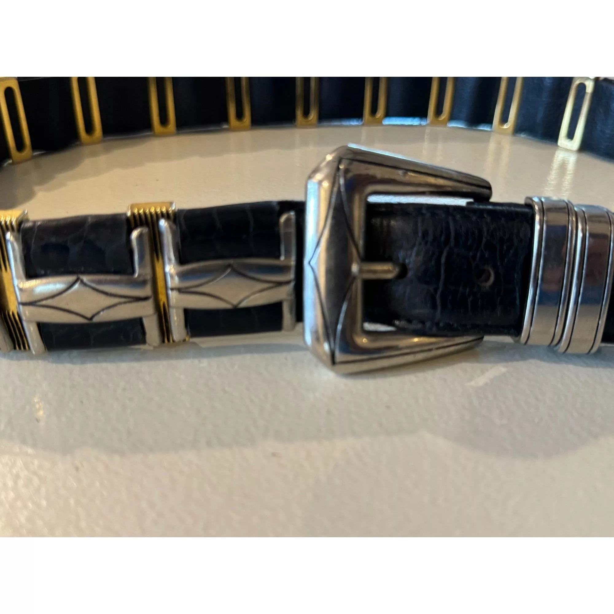 Vintage Belts Vintage Nanni Italy Size 36 Stunning Black Leather Belt