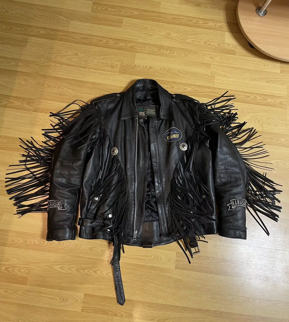 Vintage Leather Jackets vintage biker leather suede fringe jacket rare M-L Black