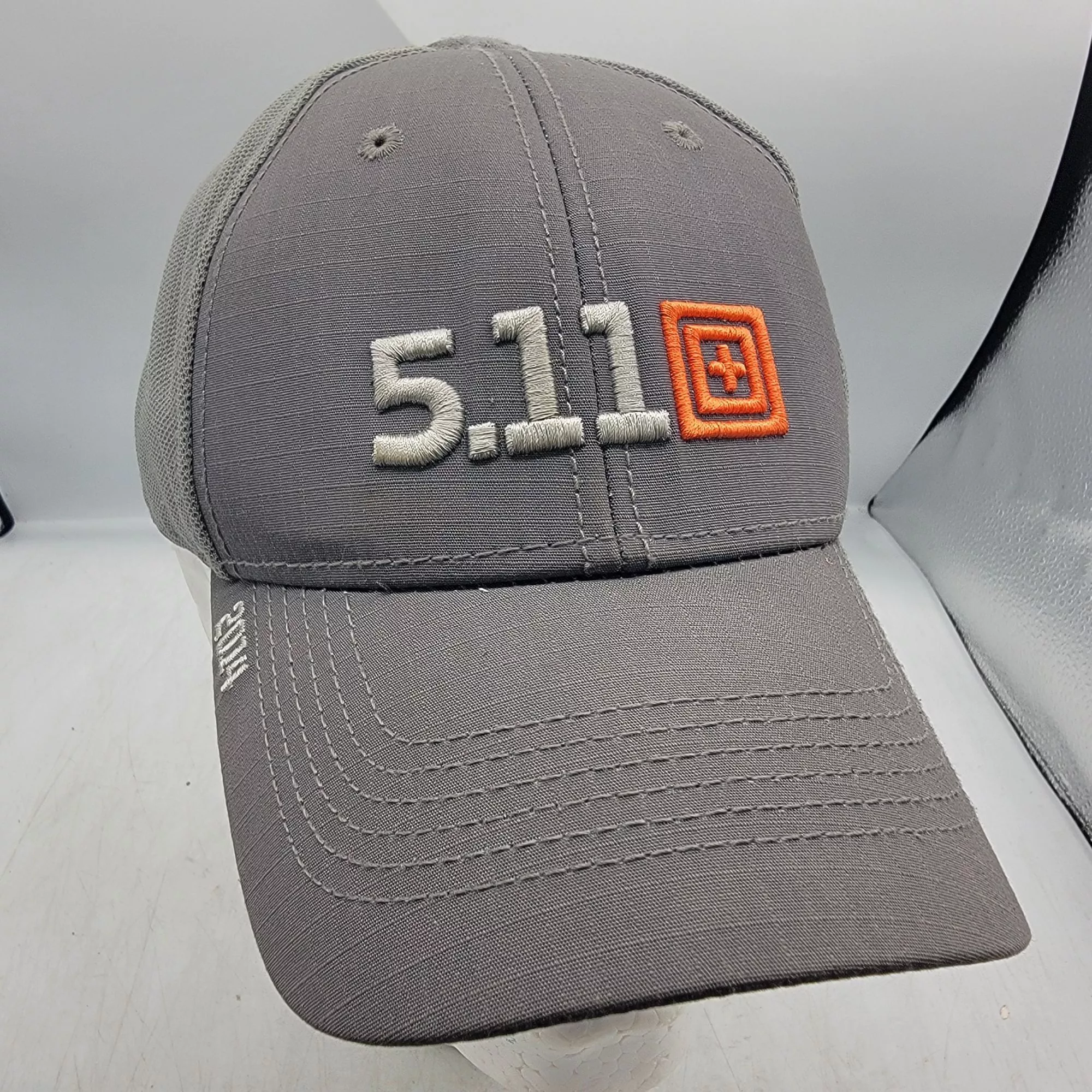 5.11 Hats 5.11 Tactical Gray Adjustable Cap With Orange Logo Embroider