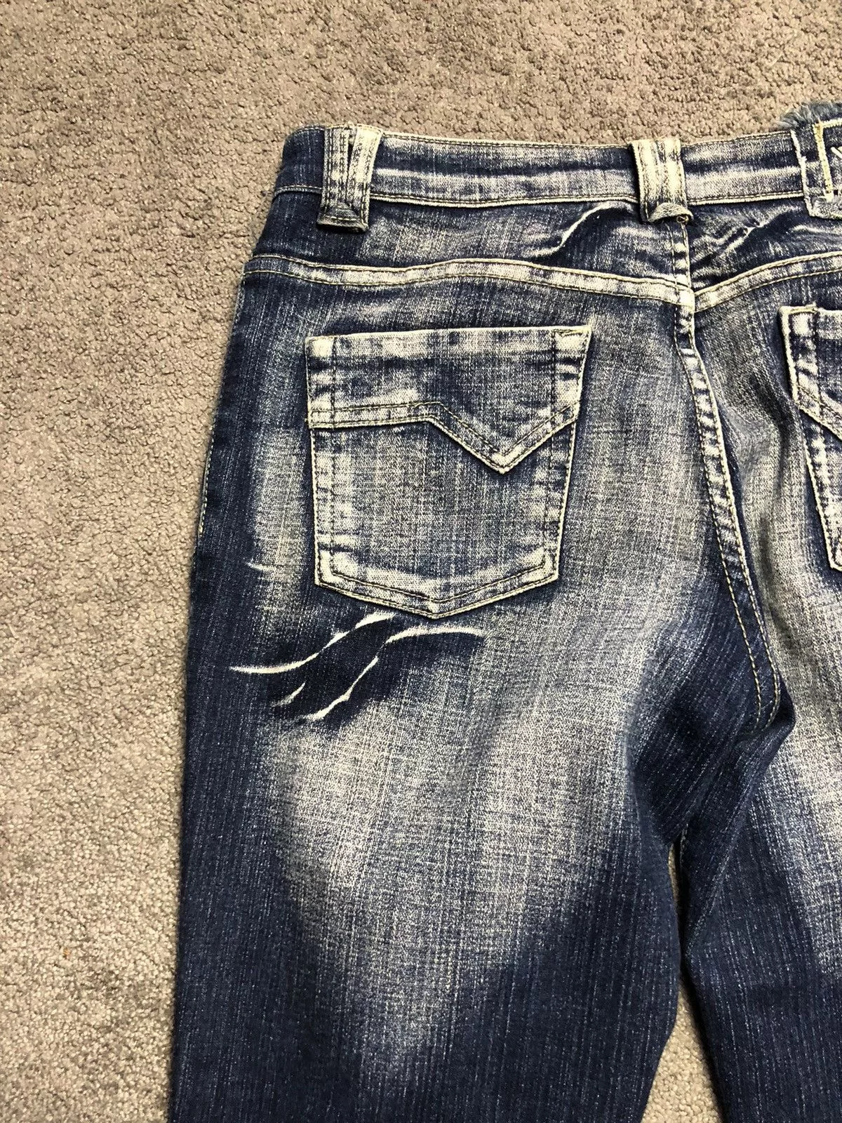 Vintage Jeans vintage y2k embroidery rave flared denim jeans Blue
