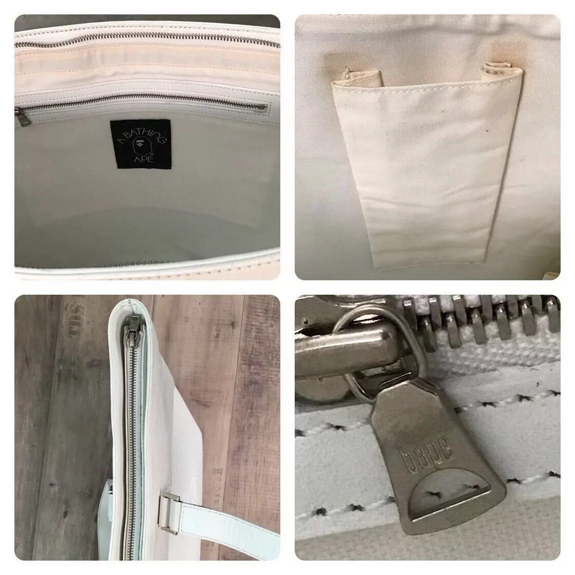 Bape Bags Luggage Bape × Nigo BAPE camo Embossed Leather Shoulder Tote Bag a bathing ape White