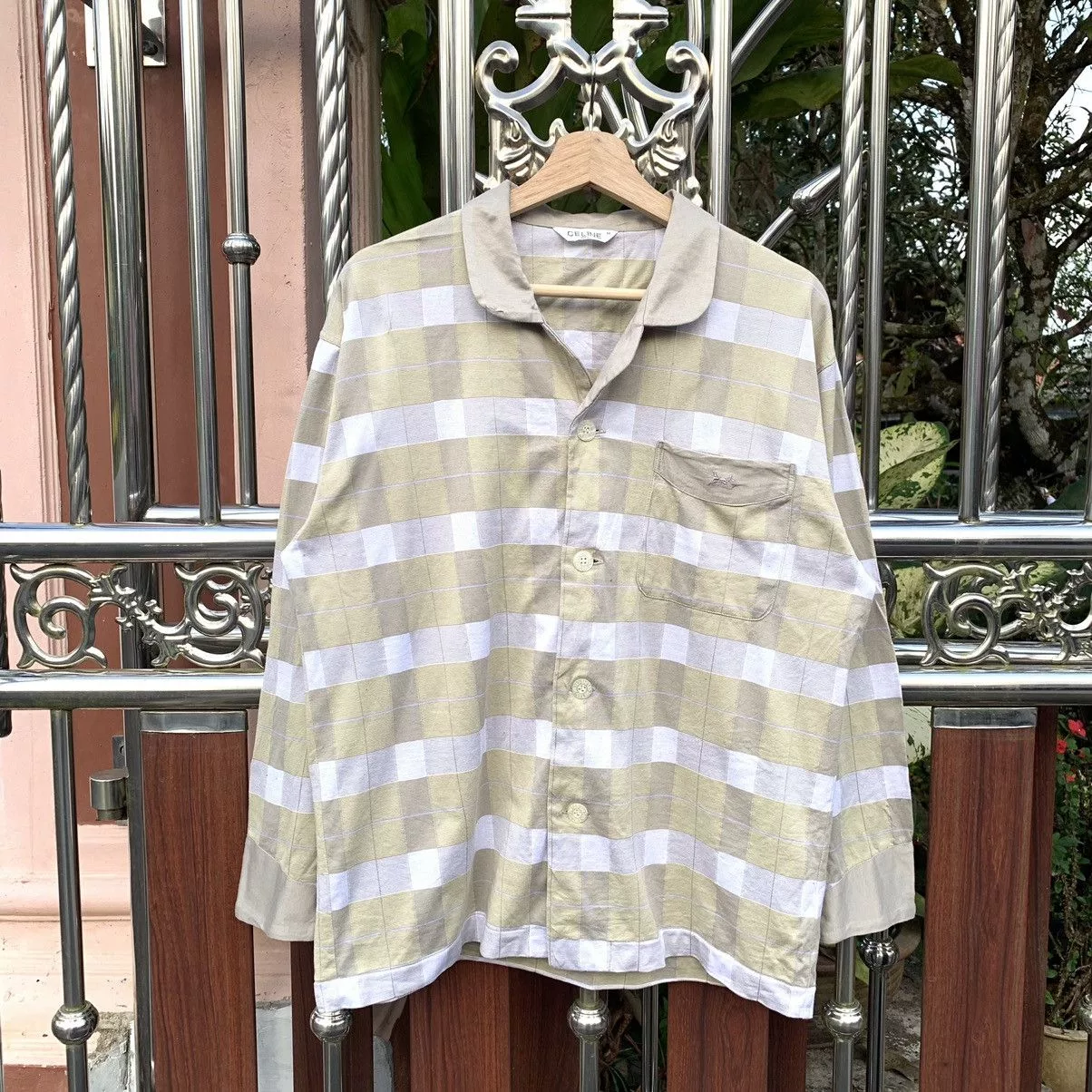 Celine Shirts Button Ups Celine × Vintage CELINE PARIS PAJAMAS SHIRT VTG Beige