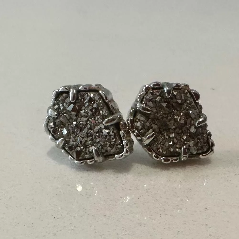 Kendra Scott Earrings Kendra Scott Tessa Platinum Drusy Silver Stud Earrings