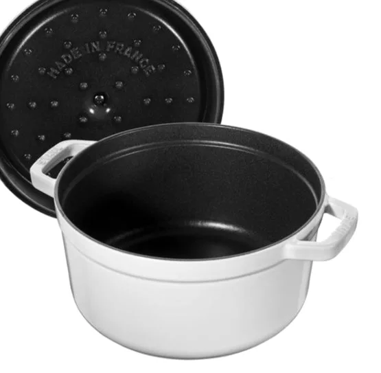Staub 4 QT Round Cocotte  White