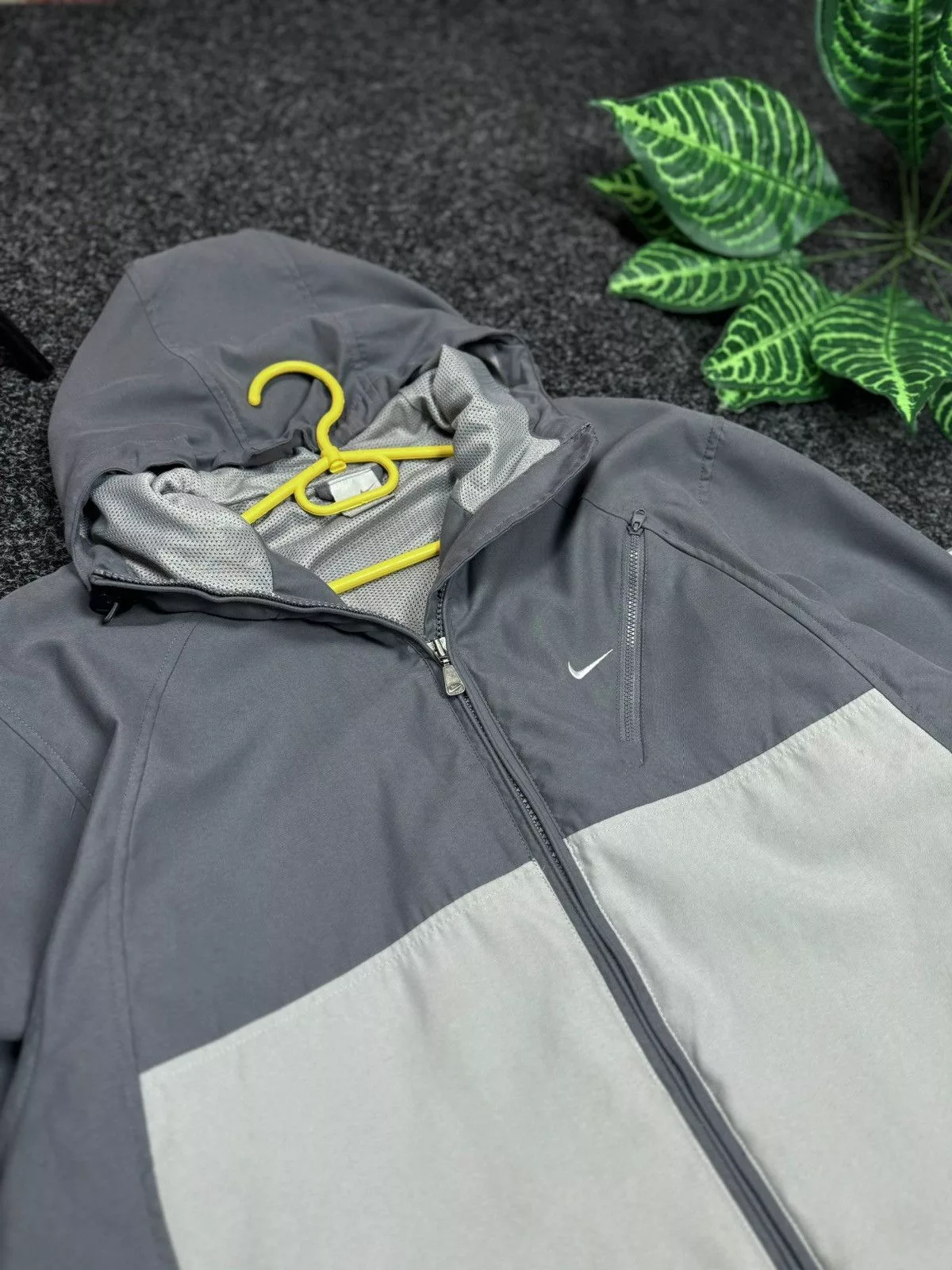 Nike Light Jackets Nike × Vintage Vintage Nike windbreaker with drawstring Y2K Gorpcore style Gray Streetwear