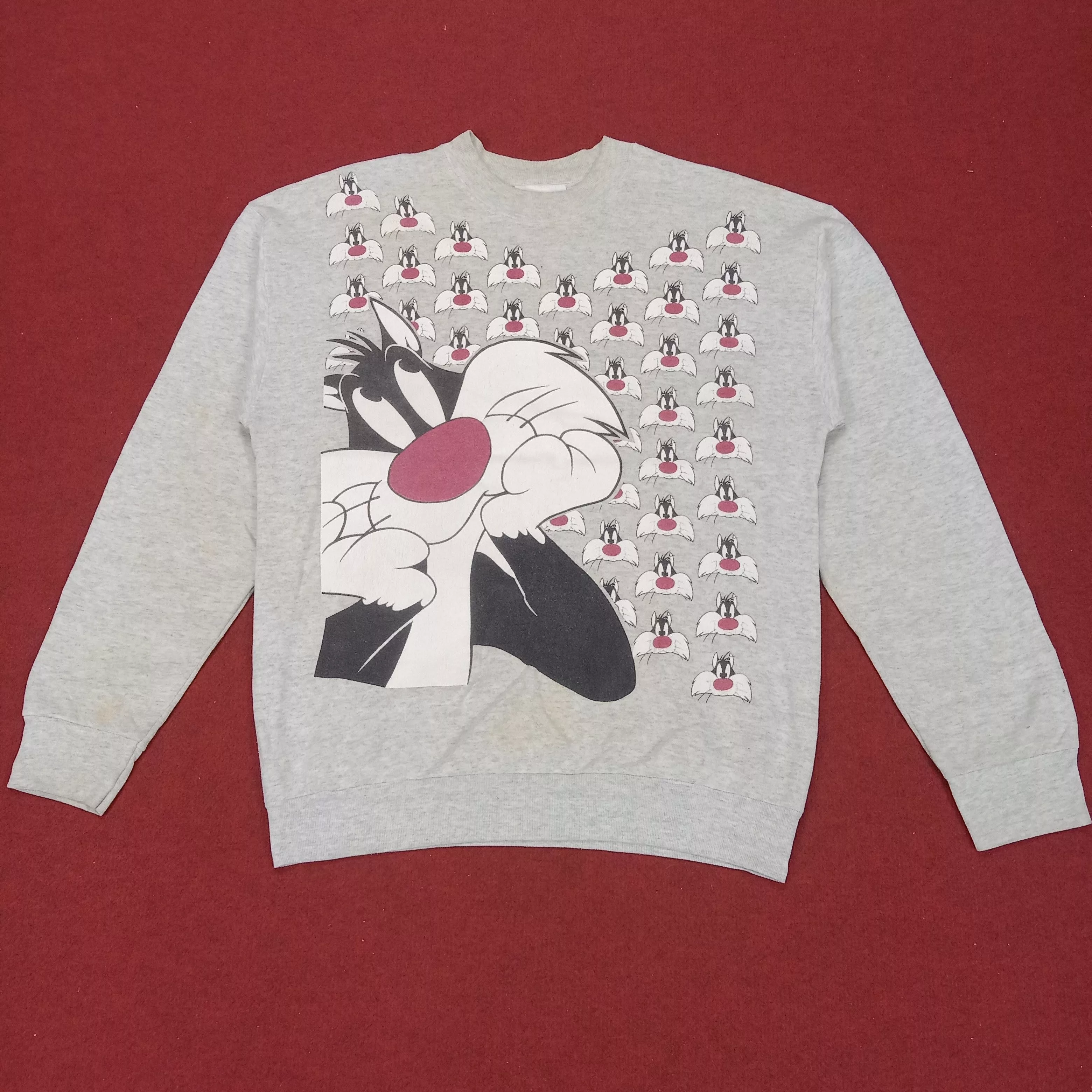 Cartoon Network Sweatshirts Hoodies Cartoon Network × Vintage Looney Tunes Cartoon Vintage Sweatshirt Gray