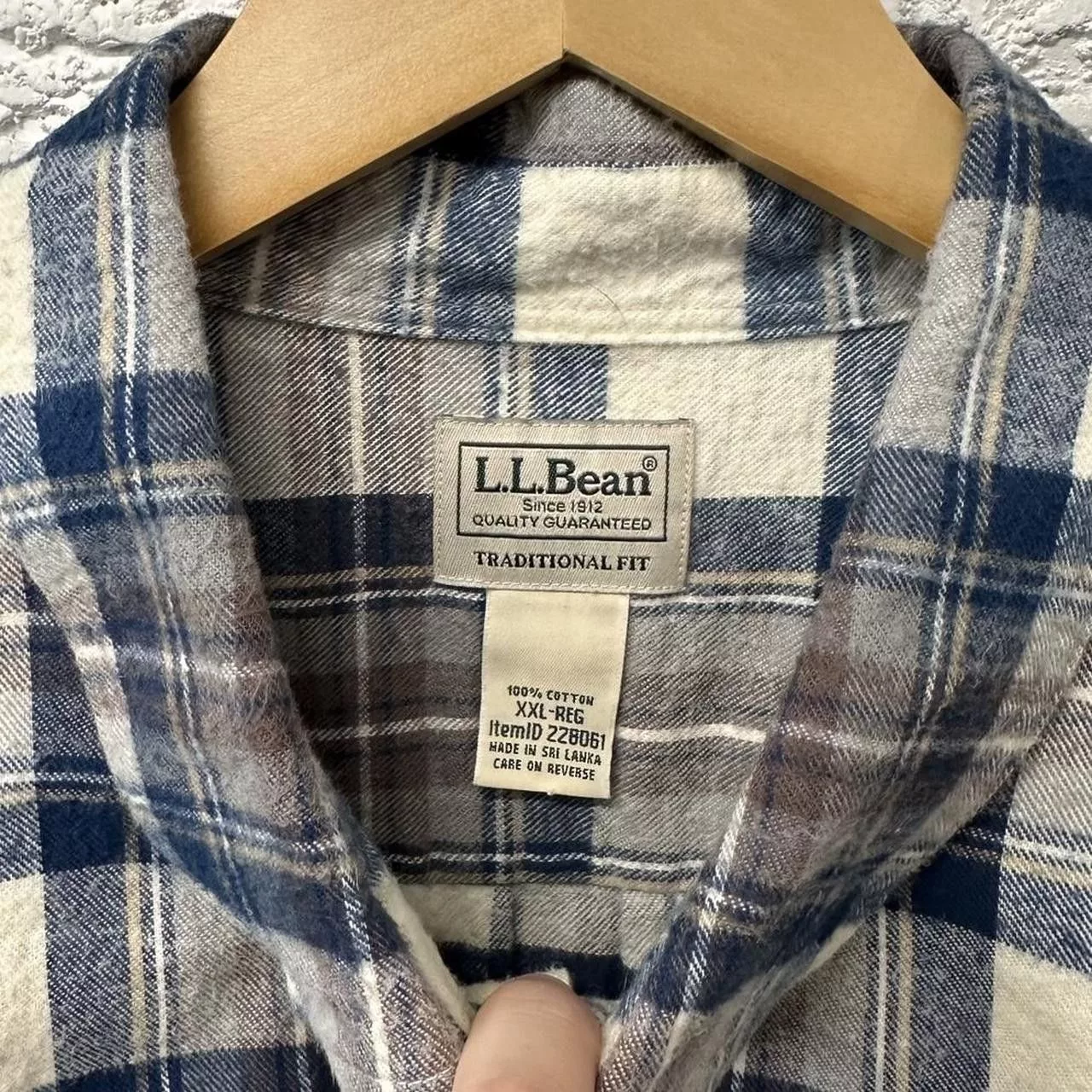 L.L. Bean Short Sleeve T Shirts Vintage L.L. Bean Plaid Flannel Button Down Collared XXL White