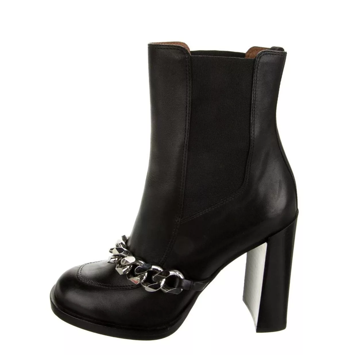 Givenchy Boots GIVENCHY Leather Chain-Link Accents Chelsea Boots Size: 7 | Black