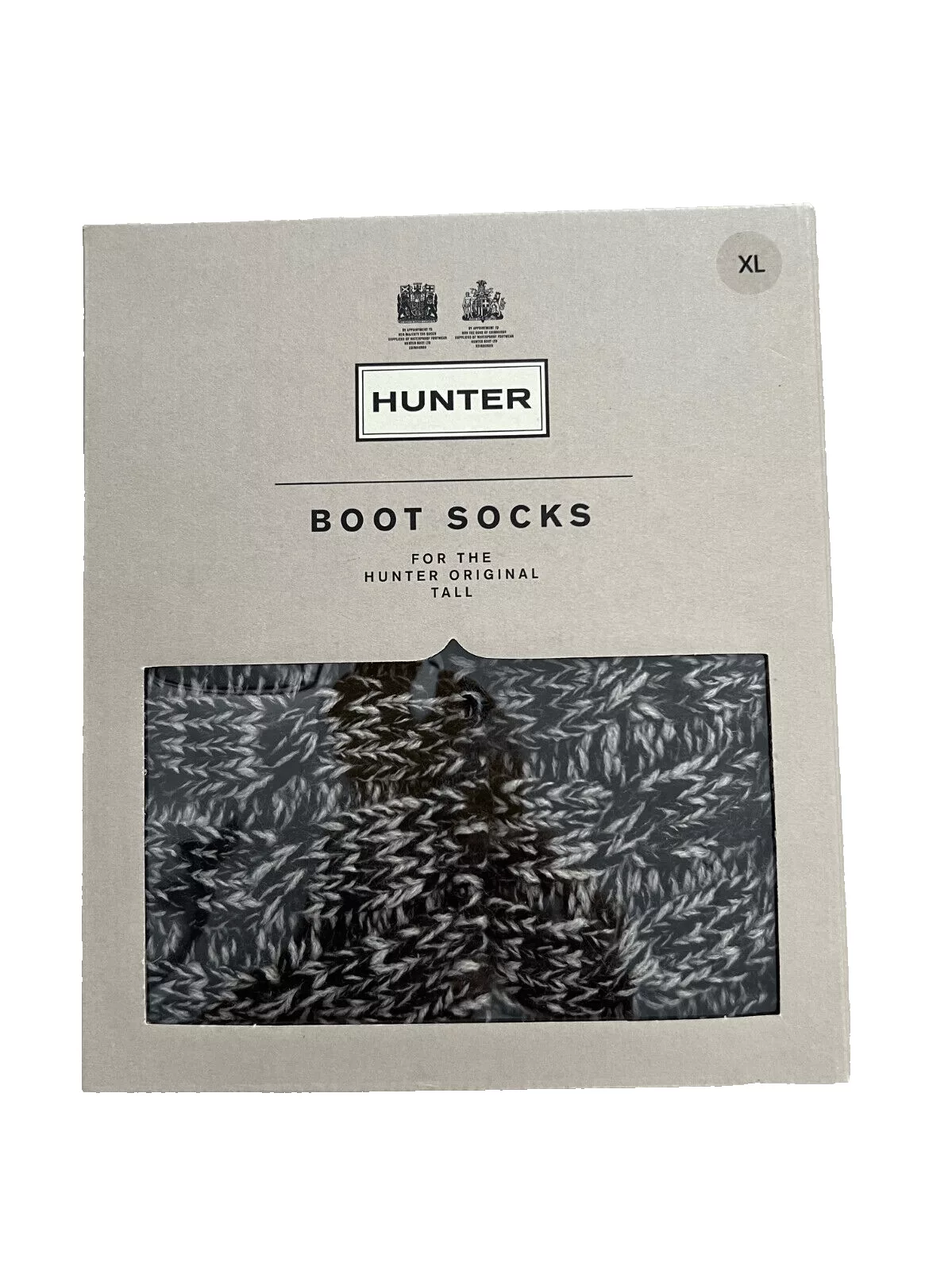 Hunter Socks Intimates Hunter 6 Stitch Cable Boot Sock in Black/Grey ( XL )