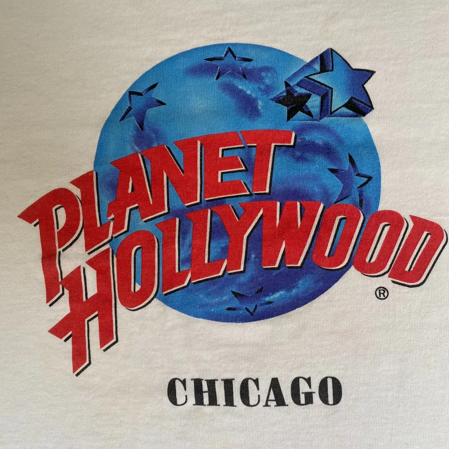 Planet Hollywood Short Sleeve T Shirts Vintage 90s Planet Hollywood Shirt Chicago Logo Tourist Tee White Streetwear