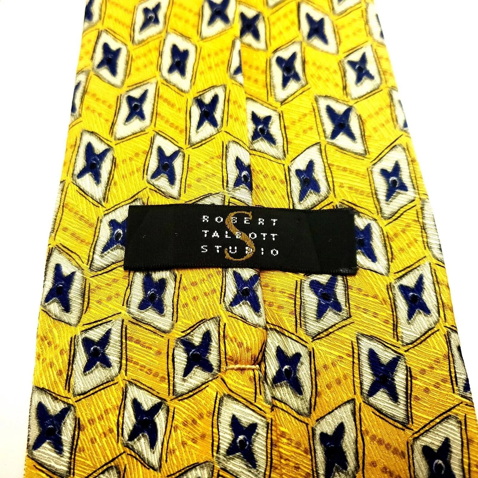 Robert Talbott Ties Pocketsquares Robert Talbott Studio Yellow Silk Tie Woven Wide Geometric