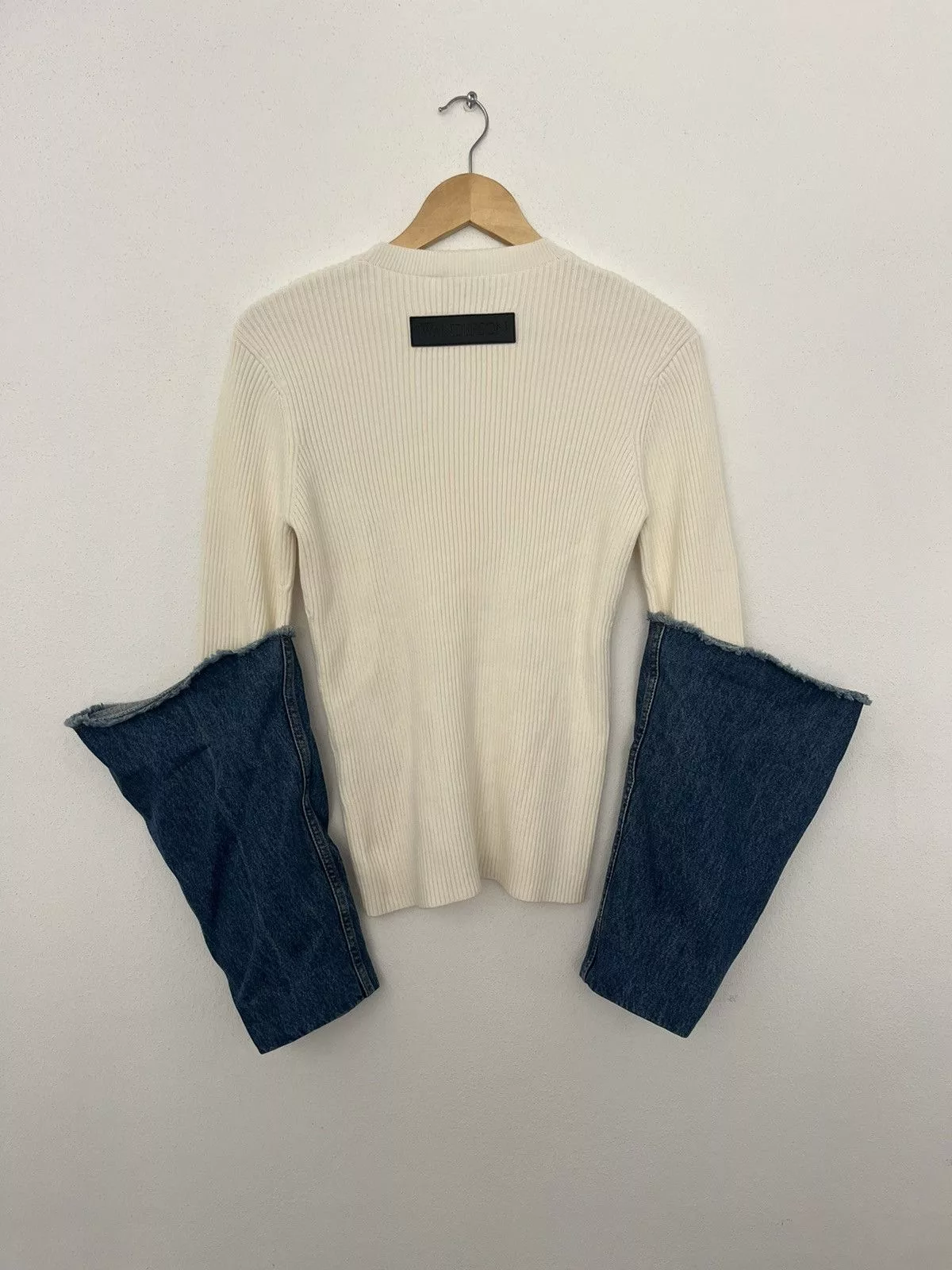JW Anderson Sweaters JW Anderson J.W Anderson white rib top with denim sleeves