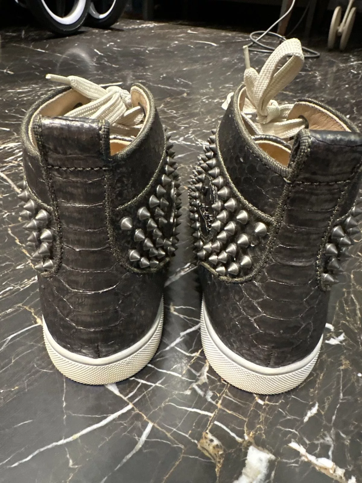 Christian Louboutin Hi Top Sneakers Christian Louboutin High top Python sneaker Silver