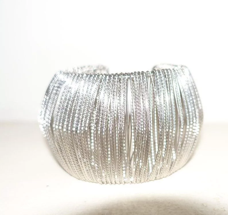 Other Bracelets Other Silver tone Multiple String Cuff Bracelet