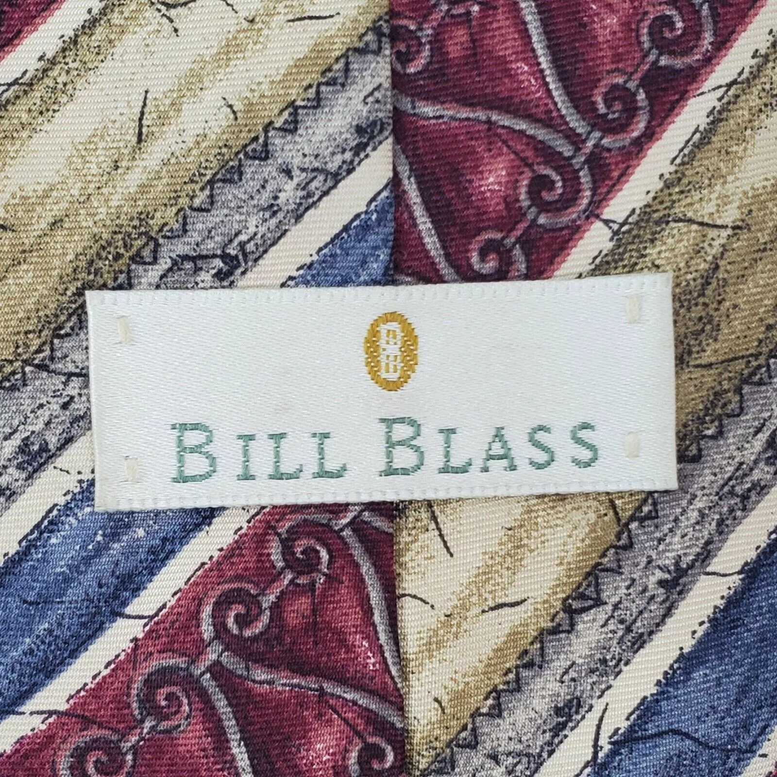 Bill Blass Ties Pocketsquares Bill Blass Striped Red Tan Silk Tie Classic