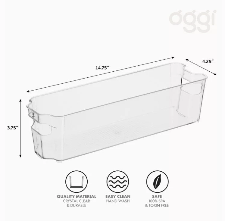 Storage Bin Stackable 14.75 X 4.25 X 3.75